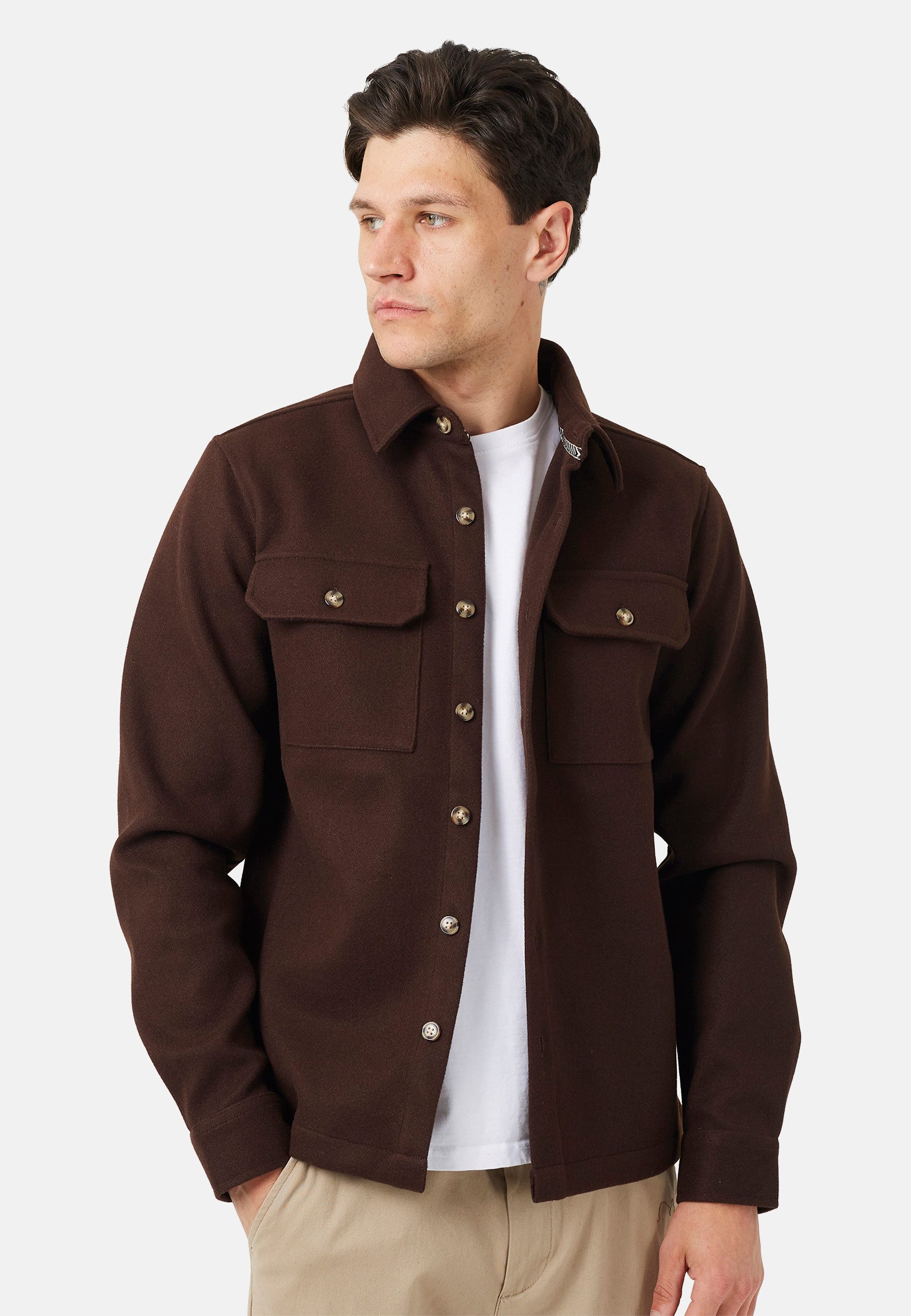 Brave Soul Hemdbluse Langarm-Overshirt für Herren mit aufgesetzter Tasche