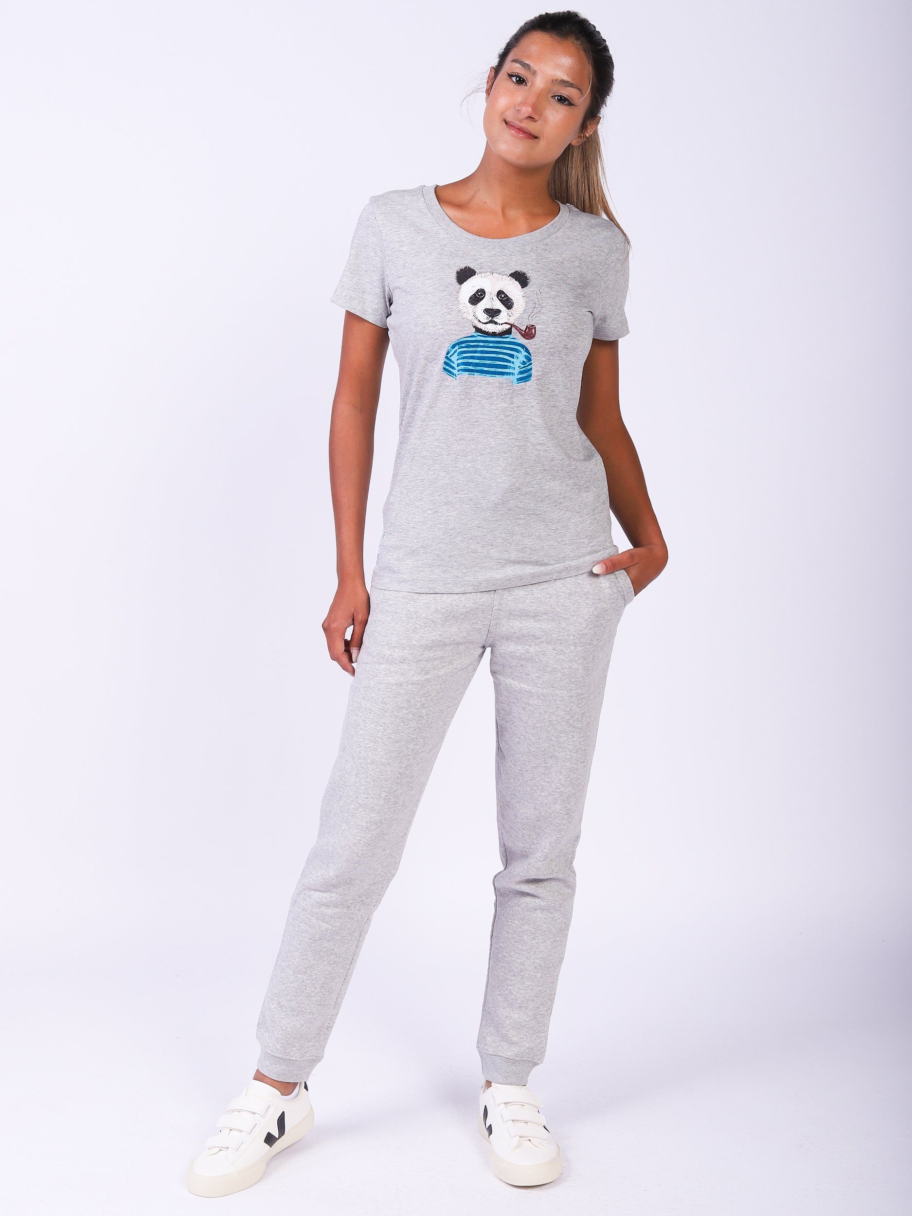 Apparel Panda meliert grau wat? (1-tlg) Print-Shirt