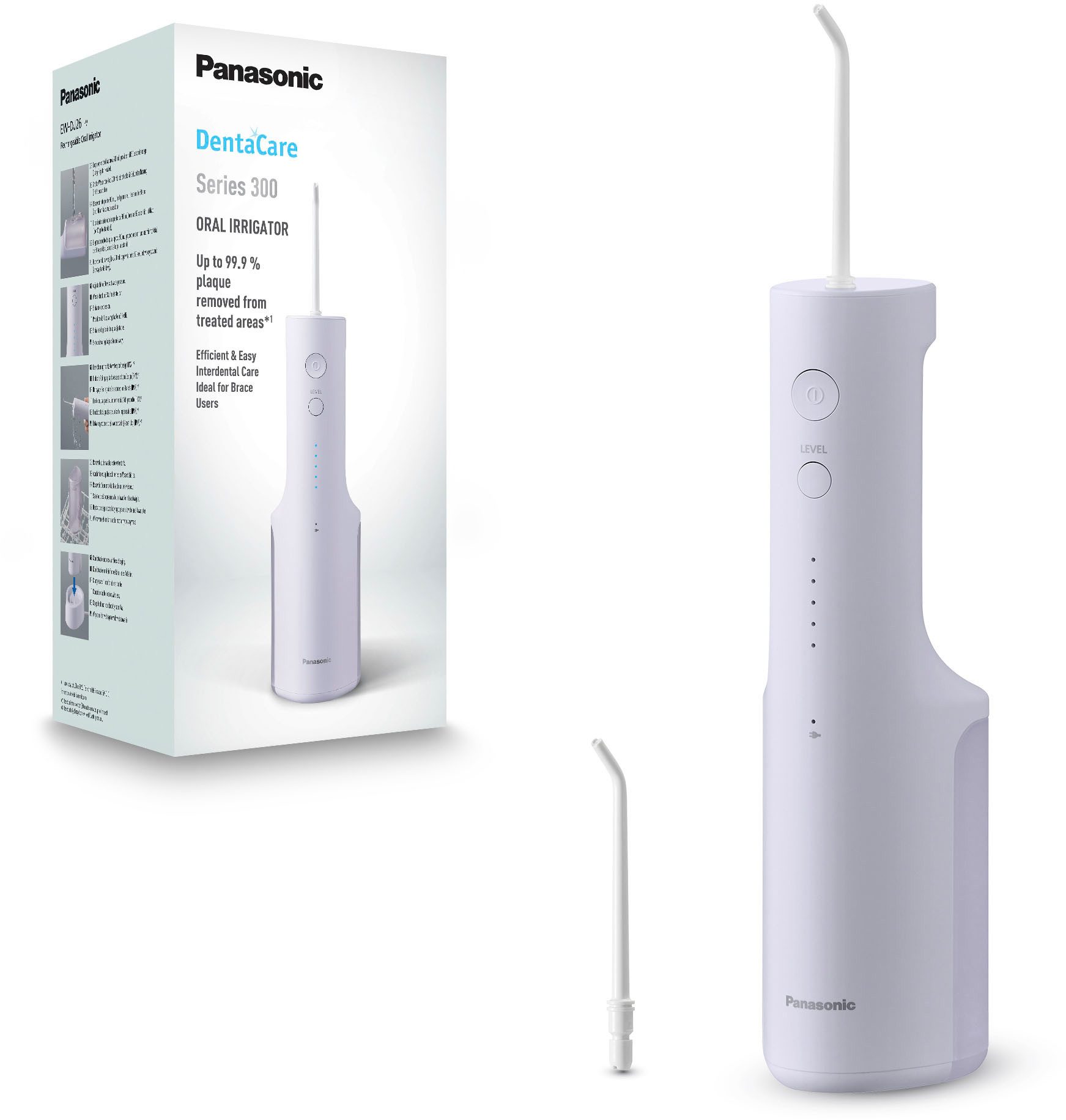 Panasonic Munddusche EW-DJ26-V303, Aufsätze: 2 St., Kabellos, 5 Stufen, 200 ml Wassertank, kontaktloses Laden