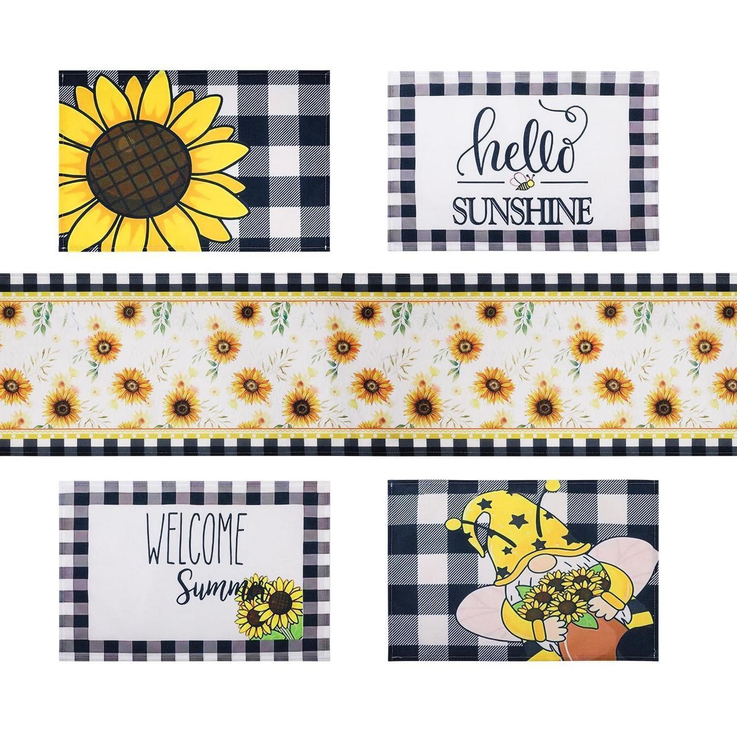 LuxusKollektion Tischläufer Tischläufer mit Tischsets Sonnenblume 30x180cm (1-tlg)