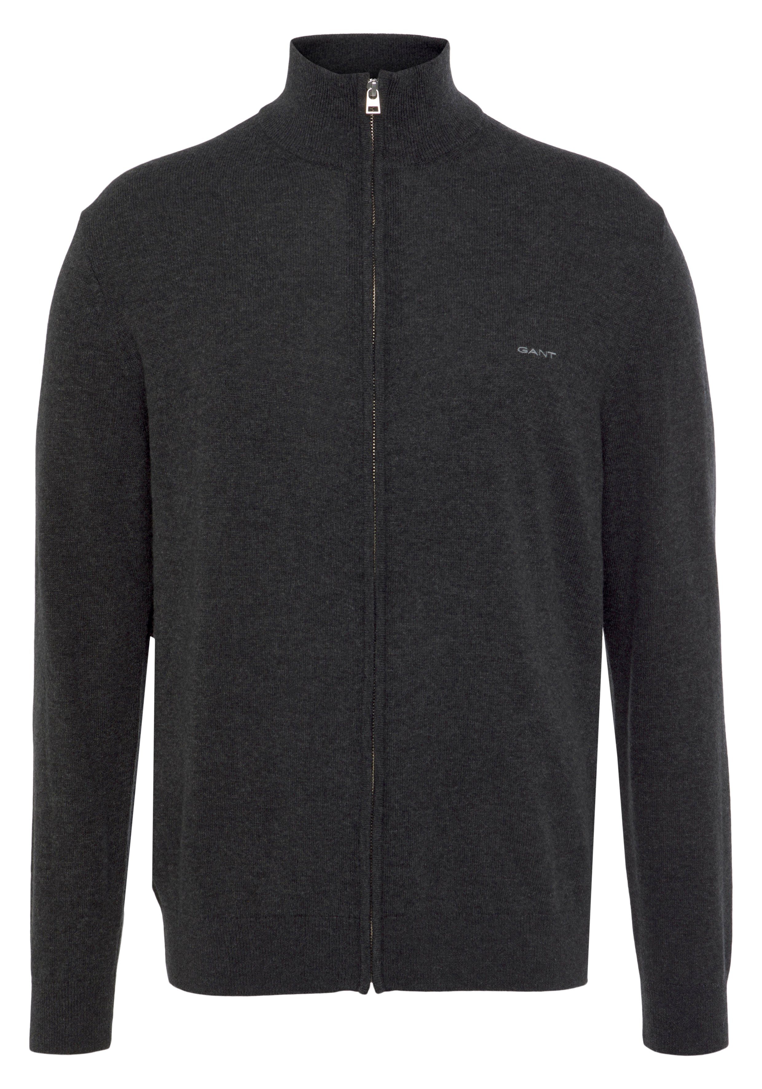 Gant Strickjacke Extrafine Lambswool Zip Cardigan Lammwolle, Premium, High Quality Wolle Strickjacke Reißverschluss