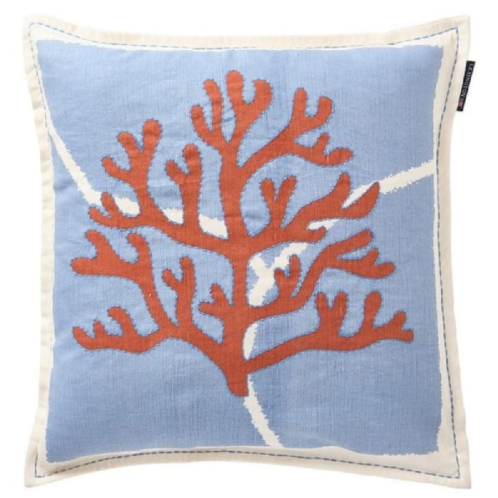 Lexington Kissenhülle Kissenhülle Koralle Leinen Blau Coral (50x50)