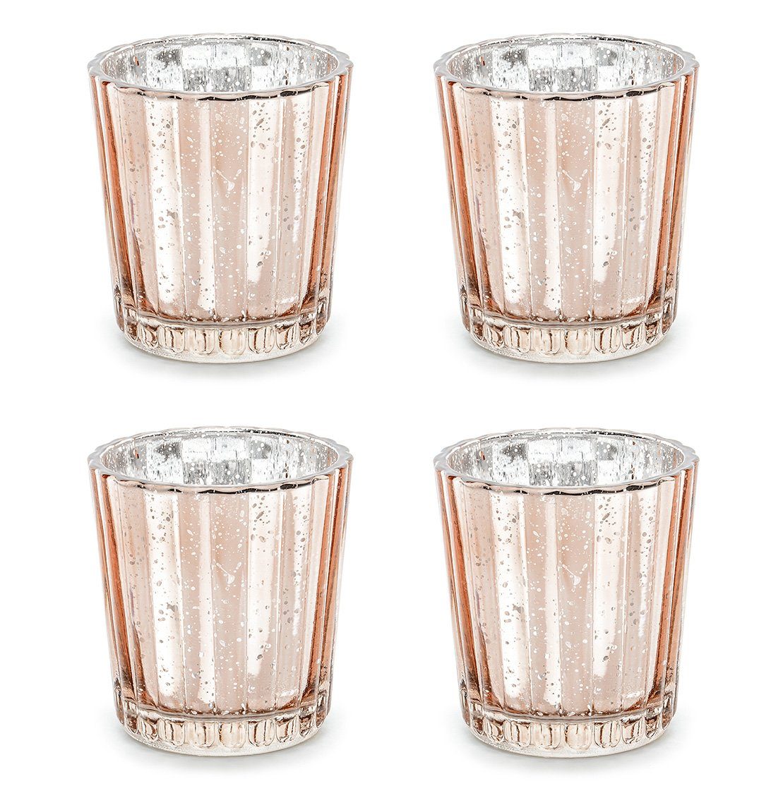 partydeco Teelichthalter, Teelichthalter Glas 5,5x6cm roségold 4er Set günstig online kaufen