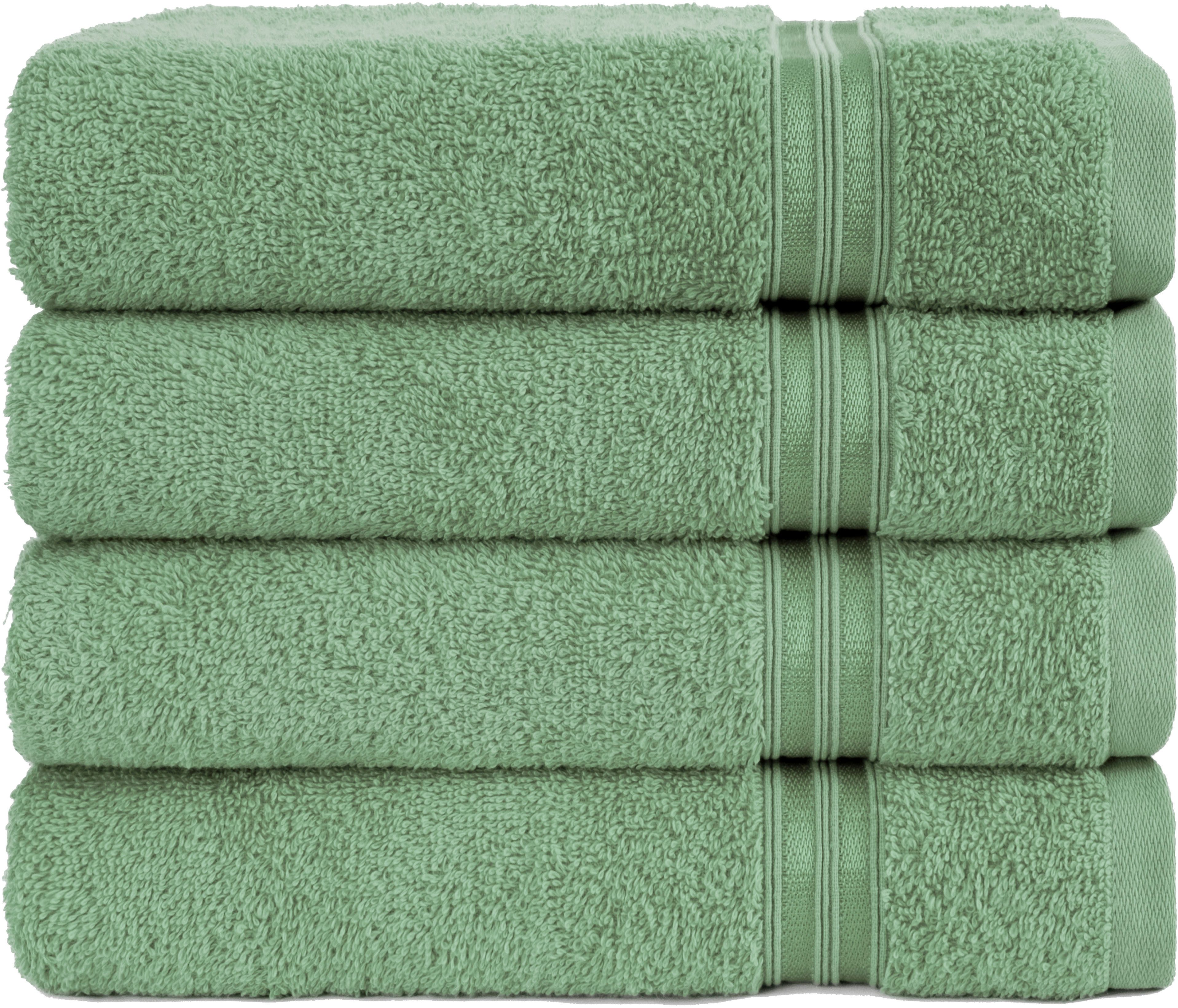 HAMMETEX Handtuch Set 4er Set Handtücher 50x100 cm, 100% Baumwolle, Weich & Saugstark, Frottier (Set, 4-St), mit Bordüre, einfarbig, weich