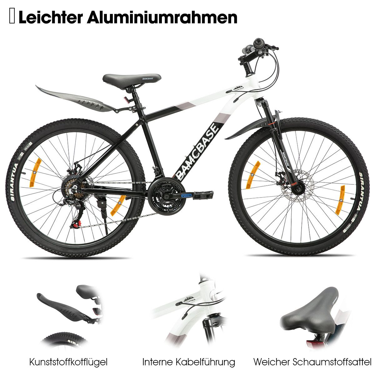 HILAND Mountainbike 26/27,5 Zoll Alu-Mountainbike 21-Gang, Scheibenbremsen & Komfortsattel