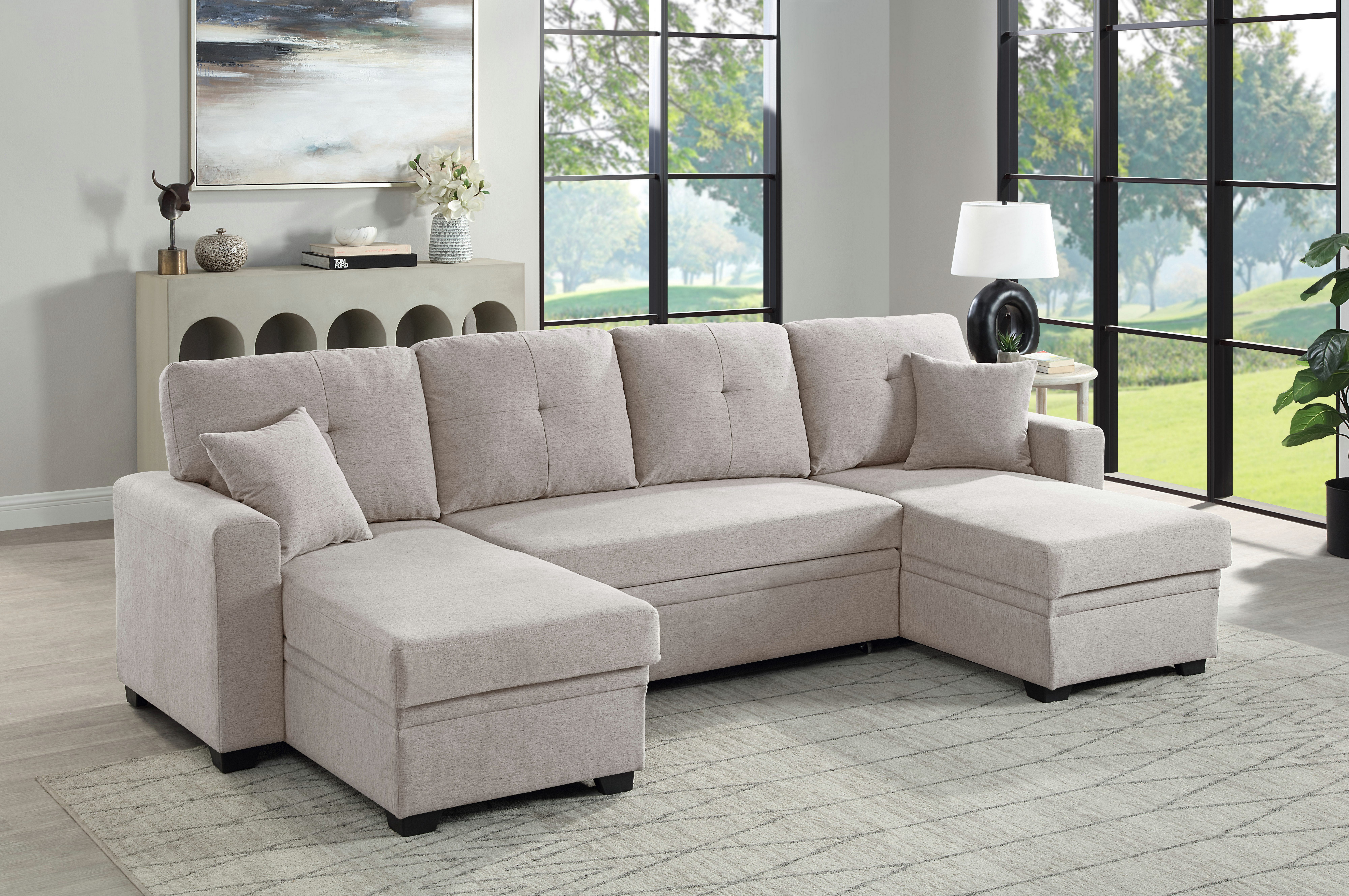 OTTO home Wohnlandschaft Gerrit U-Form, Br. 282 cm Couch, Liegefl. 125x215 cm, mit Schlaffunktion, 2 Bettkästen & 2 Zierkissen