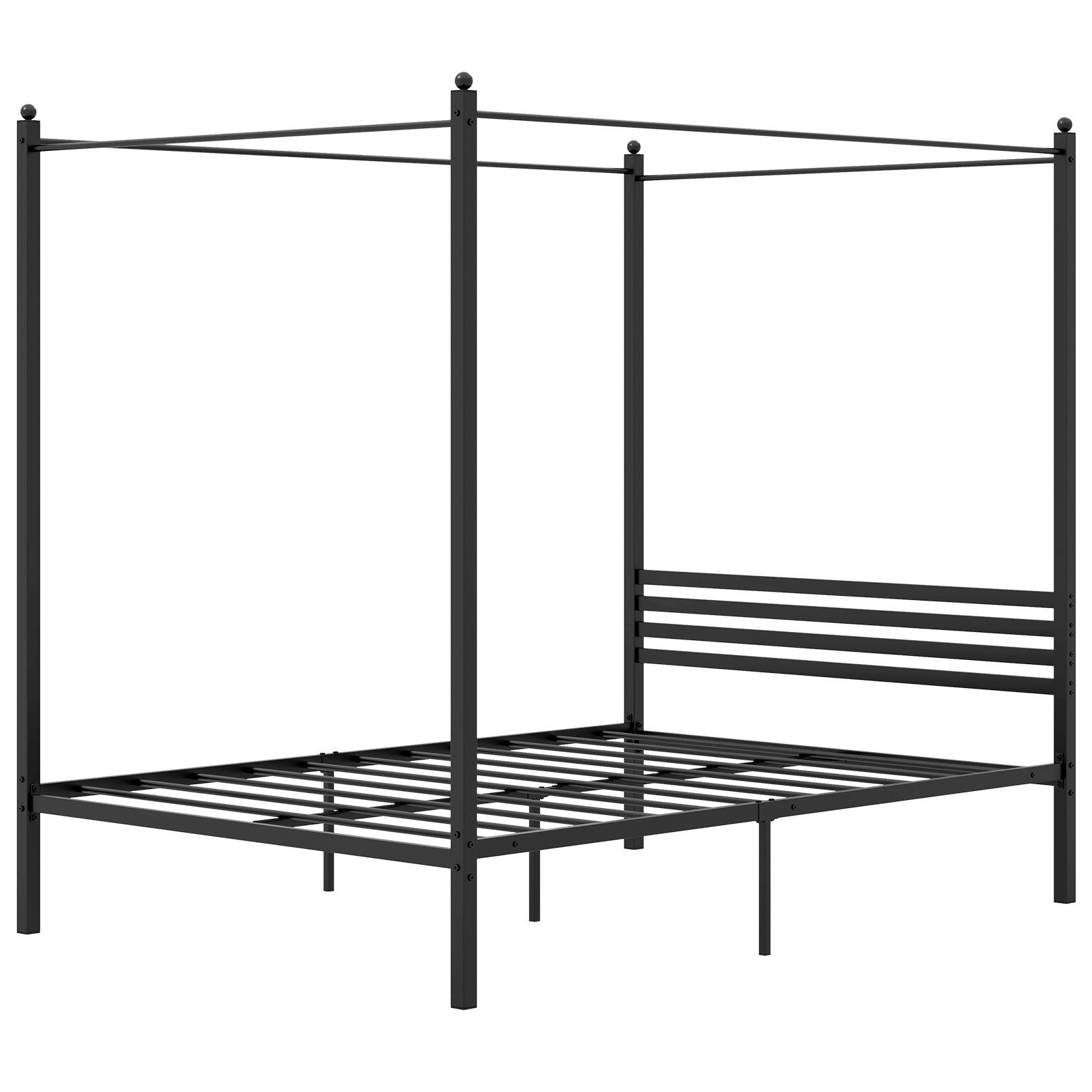 KOMFOTTEU Metallbett, Himmelbett Doppelbett mit Unterbett-Stauraum, bis 300 kg
