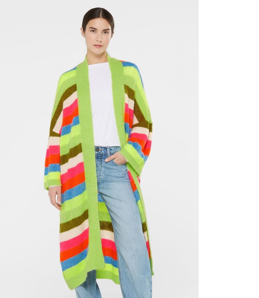 SENSES.THE LABEL Cardigan Bunt gestreifter Long Cardigan KAL:LIE mit weiten Ärmeln Mehrfarbig