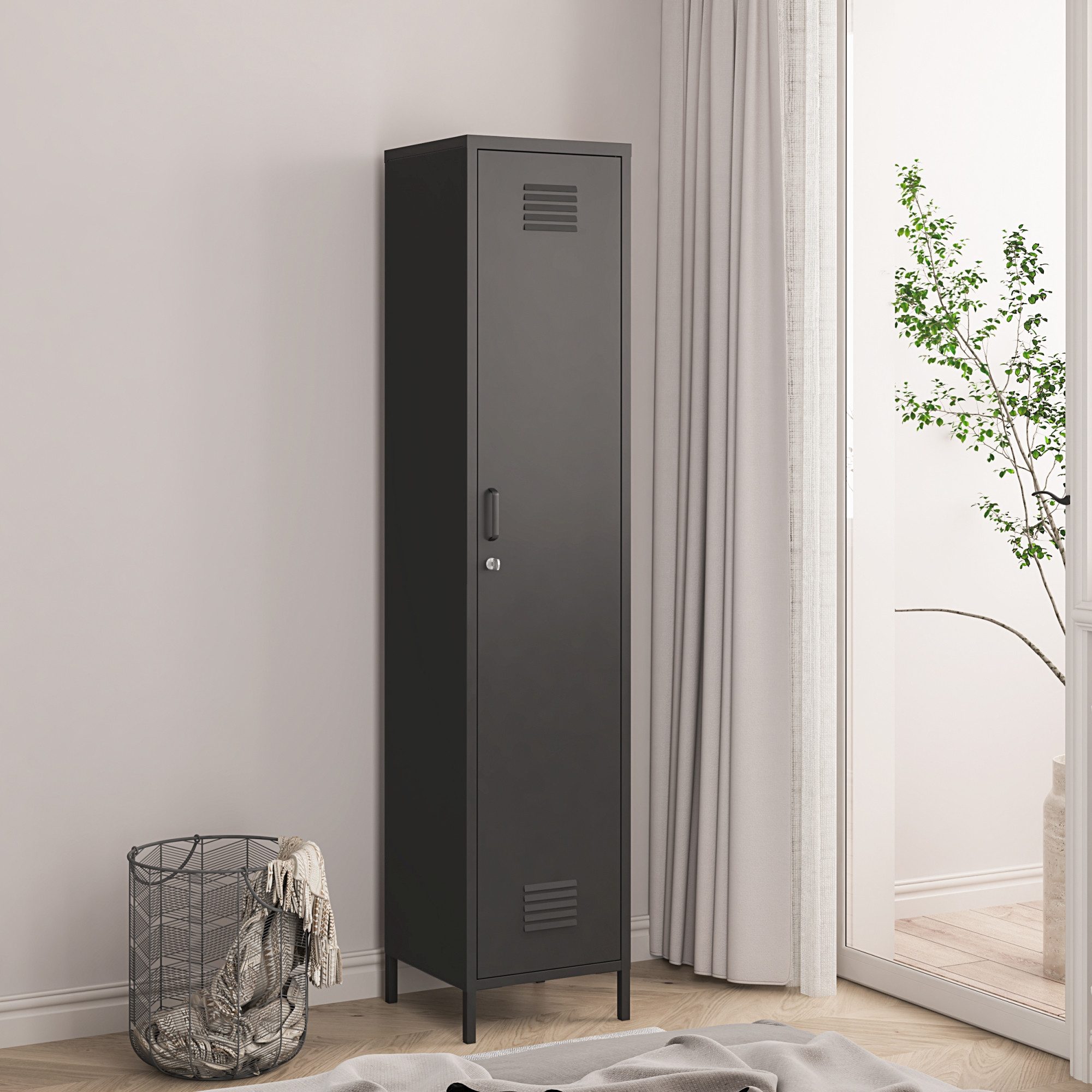 en.casa Kleiderschrank Garderobenschrank »Seinäjoki« 180x38x38 cm günstig online kaufen