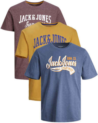 Jack & Jones Print-Shirt Bequemes Slimfit Shirt (Spar-Set, 3er-Pack) bedrucktes Oberteil aus Baumwolle, Größe XXL