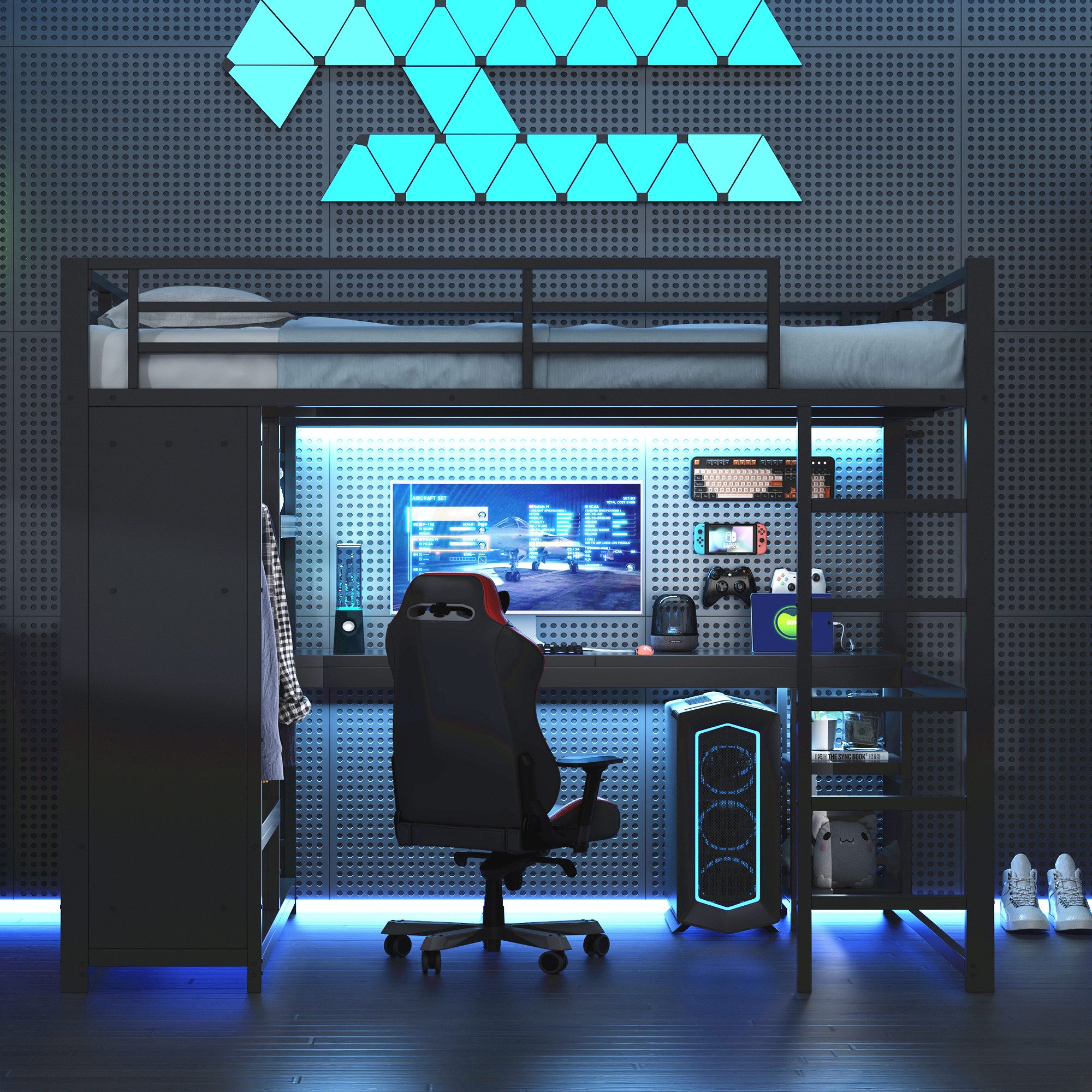 Merax Hochbett (Jugendbett Kinderbett Einzelbett Spielbett, 1-St) Metallbet günstig online kaufen