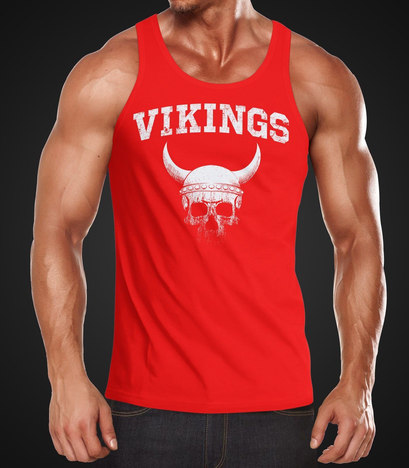 Neverless Tanktop Herren Tank-Top Wikinger-Helm Skull günstig online kaufen