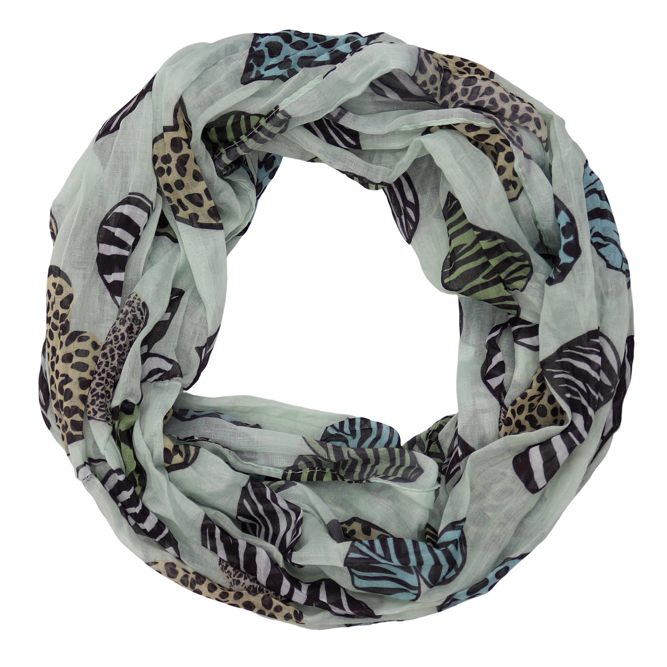 Loop Damen Schal mit Herz-Leo-Zebra Muster, Weich Schlauchschal