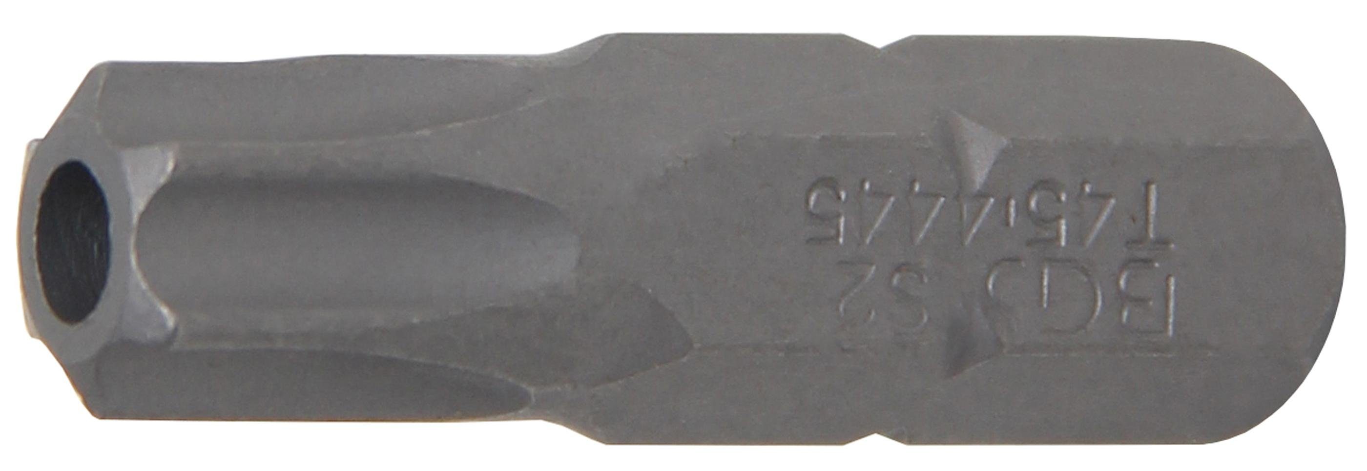 BGS technic Bit-Schraubendreher Bit, Länge 30 mm, Antrieb Außensechskant 8 mm (5/16), T-Profil (für Torx) mit Bohrung T45 | Schraubendreher