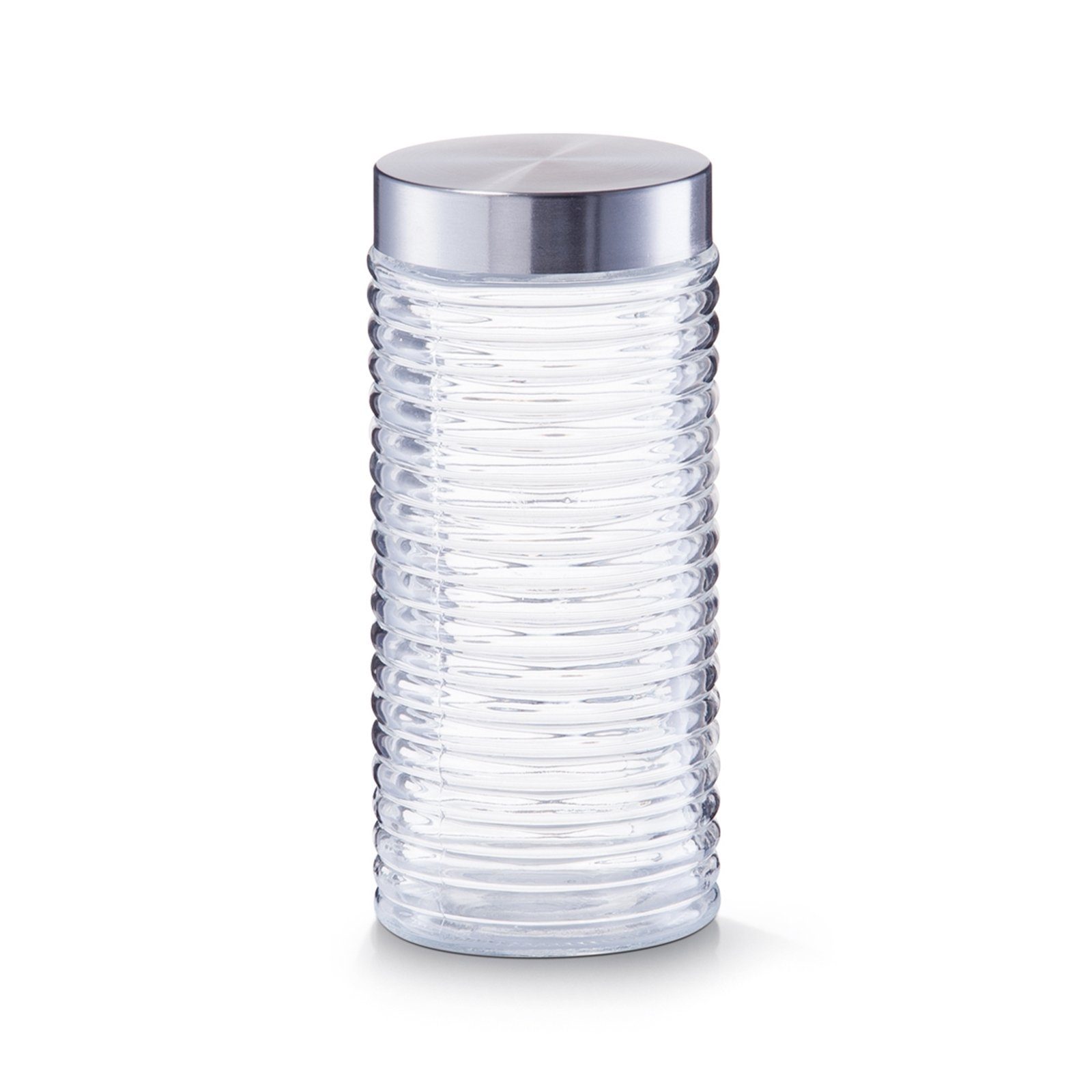Zeller Present Vorratsglas Vorratsglas gerillt Edelstahl, Vorratsdose (1-tlg), 1400 Glas, ml, Lebensmittelaufbewahrung mit Edelstahldeckel