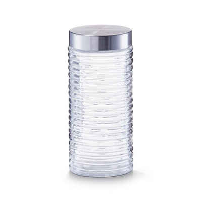 Zeller Present Vorratsglas Vorratsglas gerillt mit Edelstahldeckel 1400 ml, Glas, Edelstahl, (Stück, 1-tlg), Vorratsdose Lebensmittelaufbewahrung