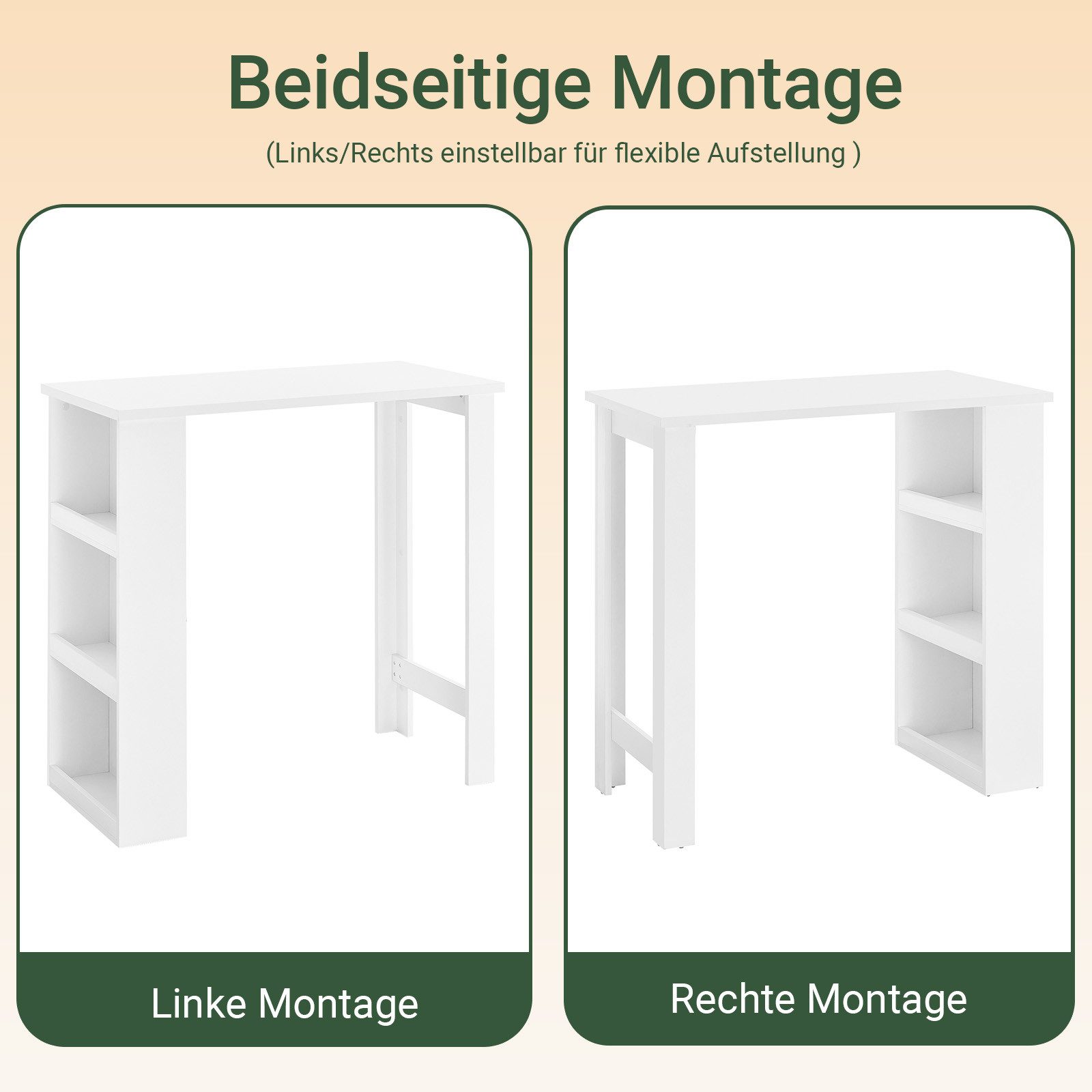 SoBuy Bartisch FWT17, Tresentisch, Küche, Wohnzimmer, Büro, Küchentisch mit 3 Regalfächern Stehtisch Tresen Theke Bistrotisch