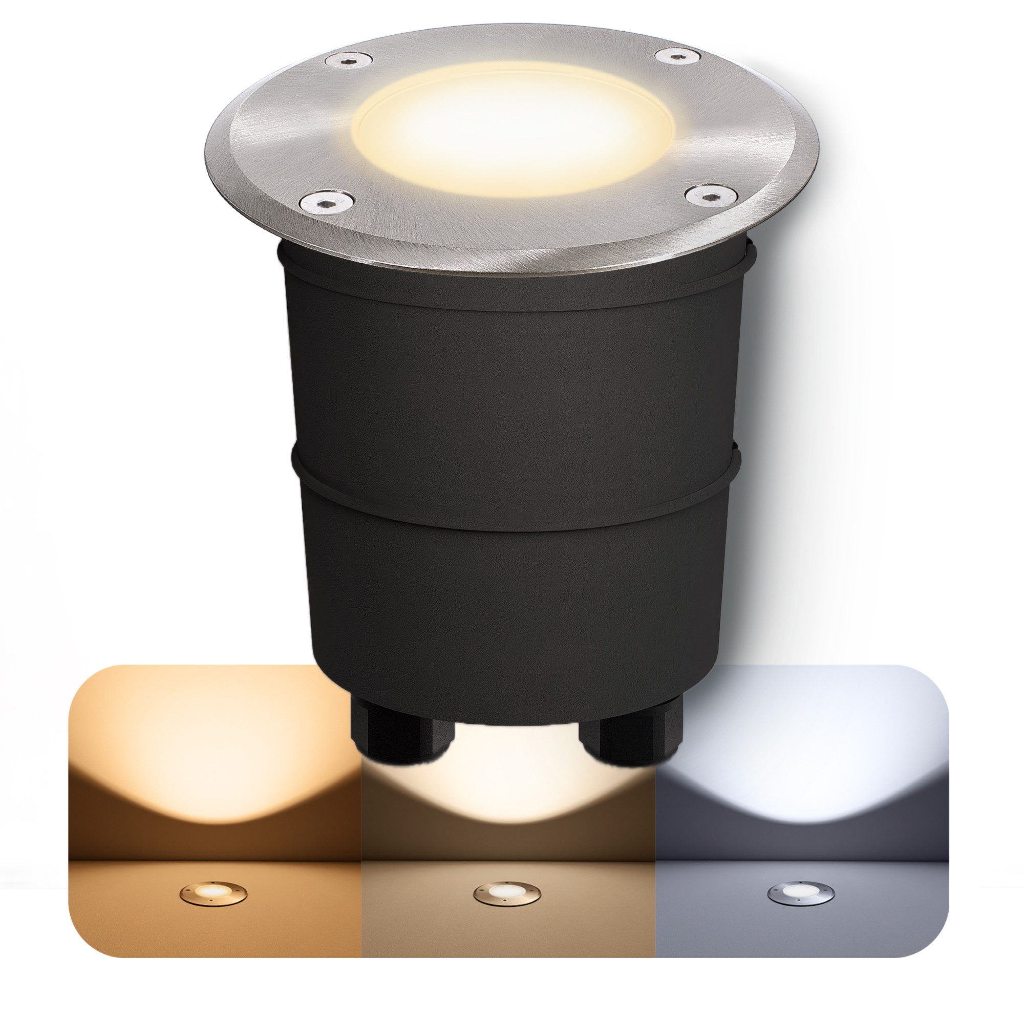 SSC-LUXon LED Gartenstrahler MARNE Bodenleuchte mit LED GU10 5W drei Lichtfarben Gartenstrahler, Warmweiß