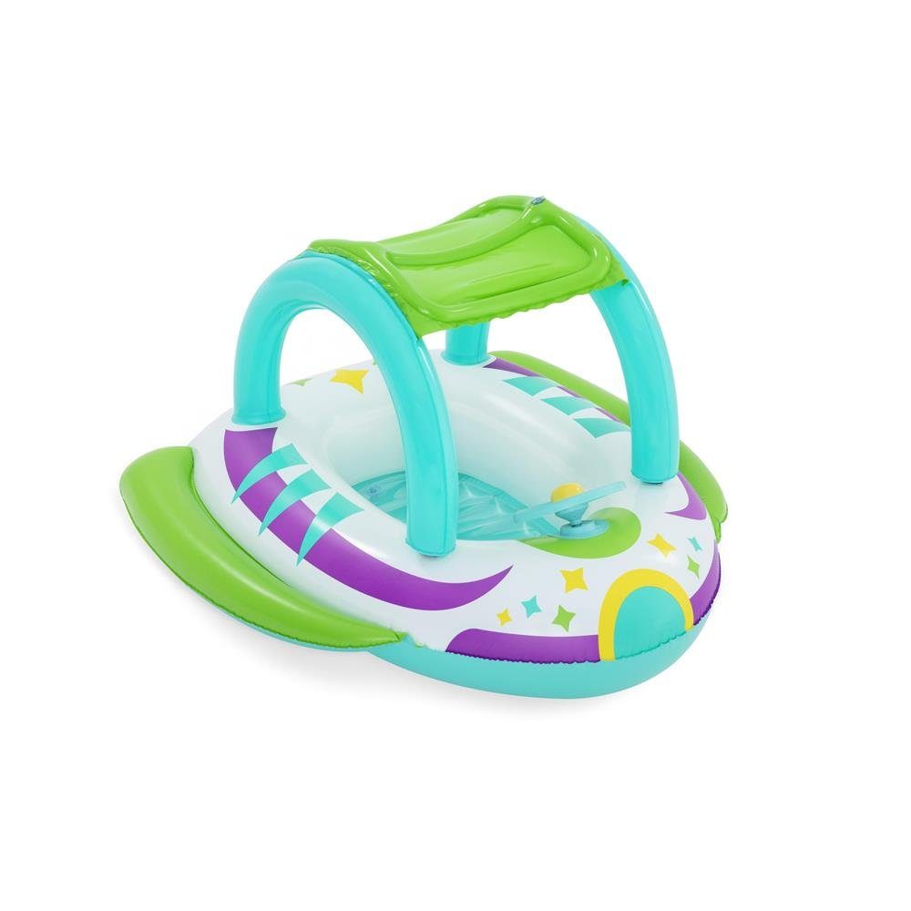 Bestway Kinder-Schlauchboot Space Splash, Raumschiff, mit Sonnenschutzdach, 98 x 95 x 61 cm