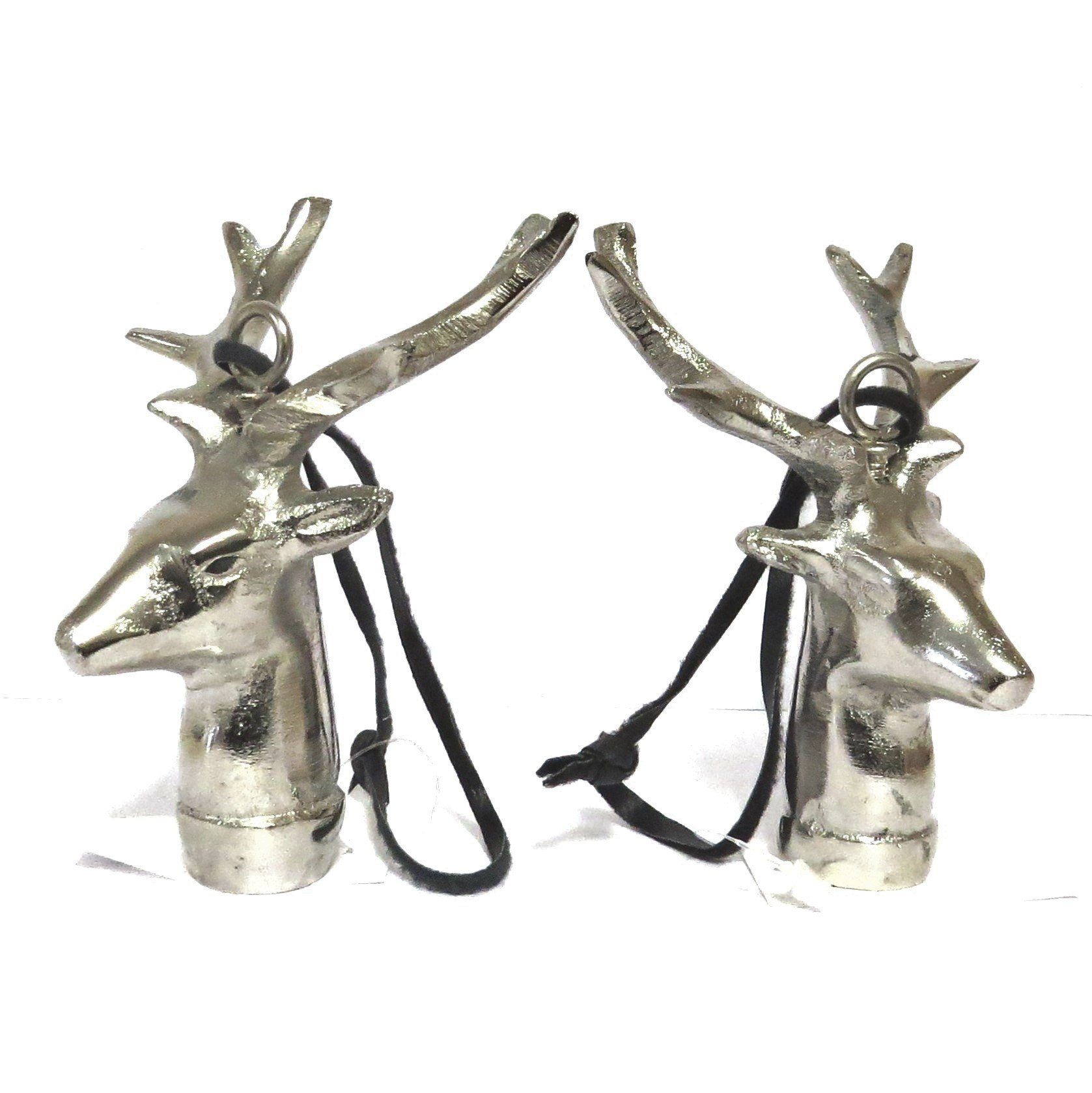 Dekohänger Deko Hänger Hirsch Silber Metall Weihnachten Baumschmuck 2er Set 11 cm, 2er Set