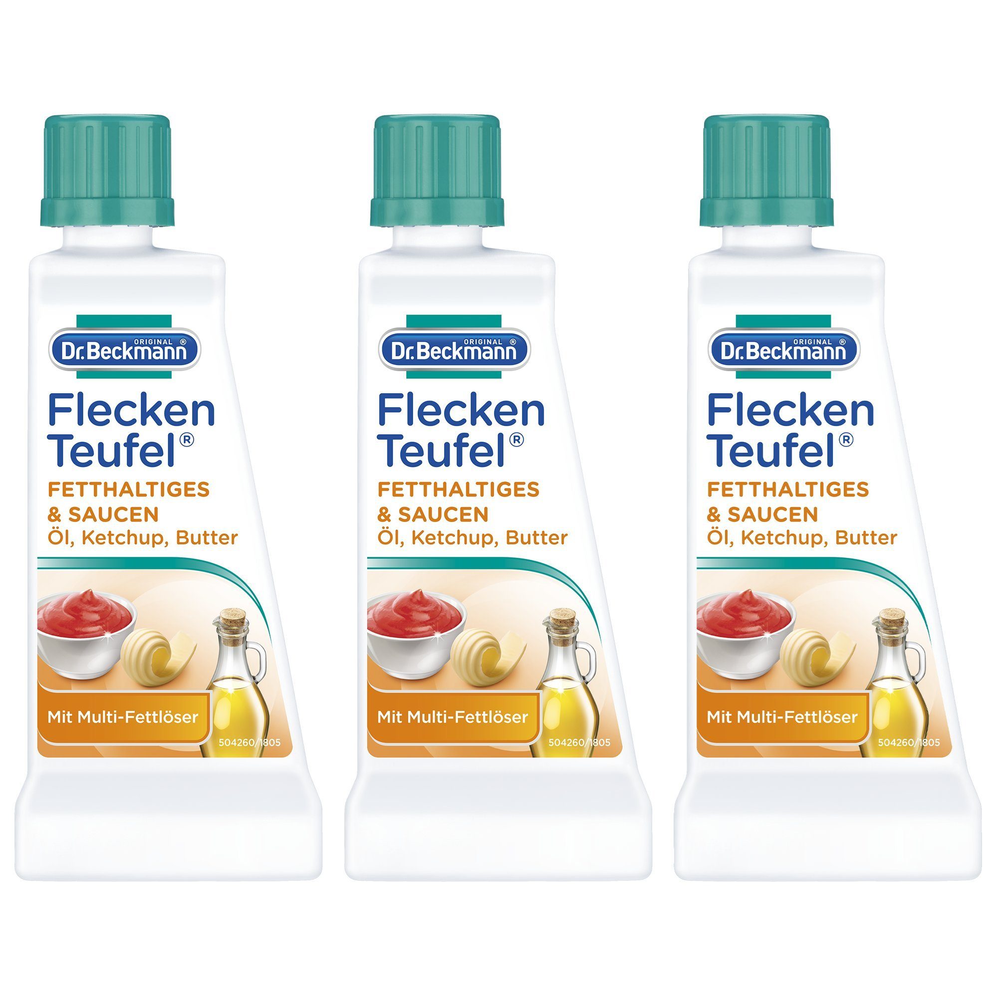 Dr. Beckmann Fleckenteufel Fetthaltiges, Spezialfleckentferner, Saucen, 3x 50 ml Polsterreiniger (3-St)