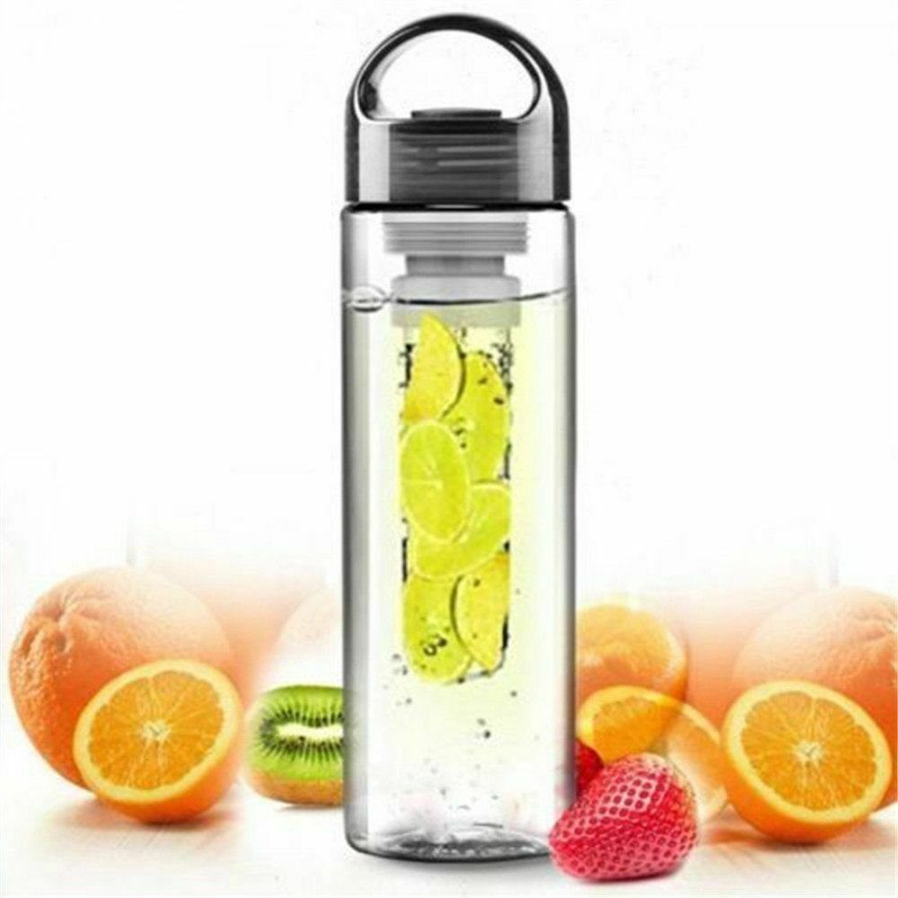 RHP Trinkflasche Trinkflasche mit Fruchteinsatz Infuser Wasserflasche Sportflasche Schwarz