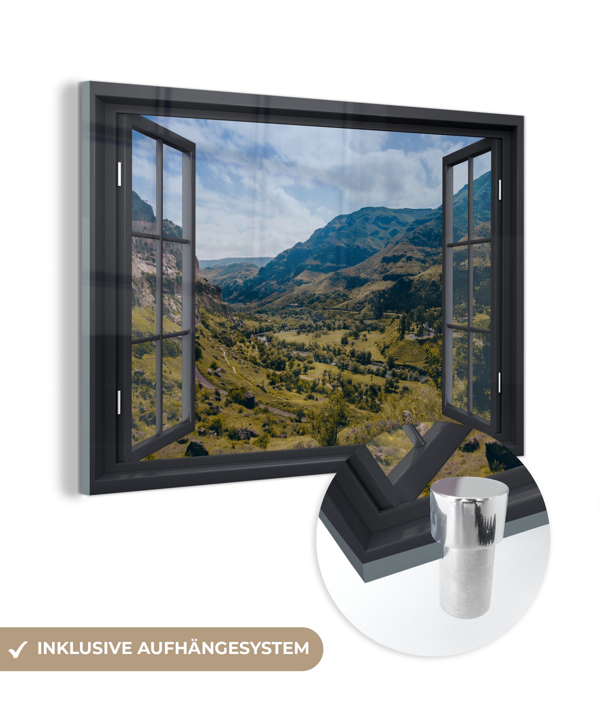 MuchoWow Acrylglasbild Aussicht - Berg - Natur, (1 St), Glasbilder - Bilder auf Glas Wandbild - Foto auf Glas - Wanddekoration