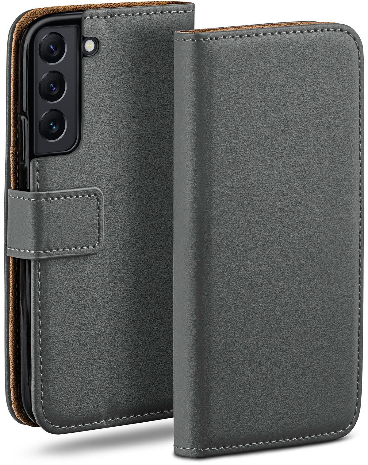 moex Handyhülle für Samsung Galaxy S22 Hülle Klappbar Book Case Dunkelgrau 6,06 Zoll, Klapphülle Kartenfach Flip Cover Handytasche Leder Optik Schutzhülle