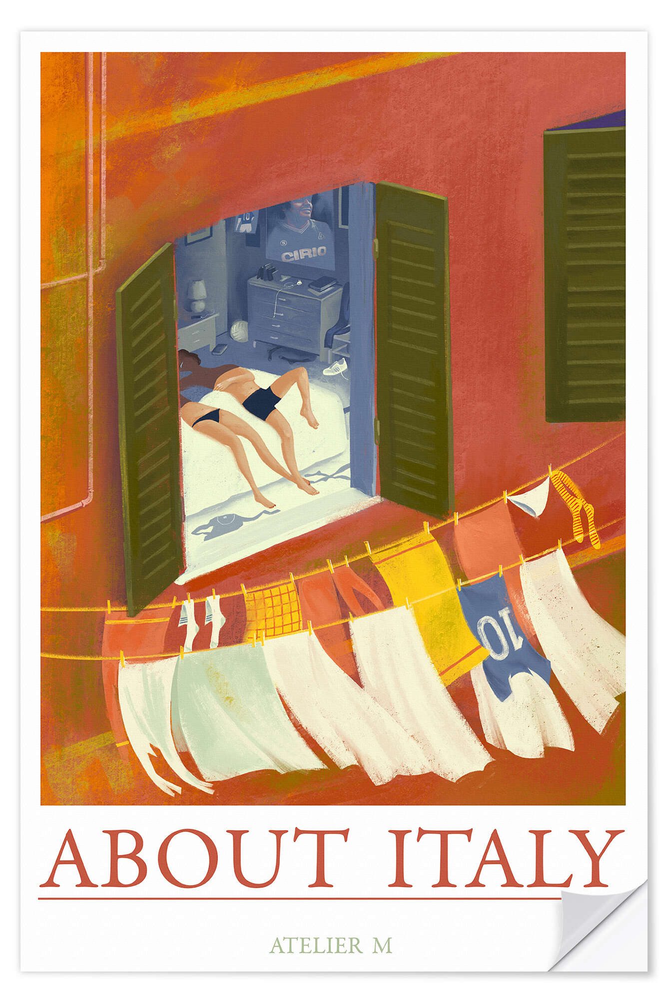 Posterlounge Wandfolie ATELIER M, About Italy - Summer Afternoon, Schlafzimmer Modern Illustration