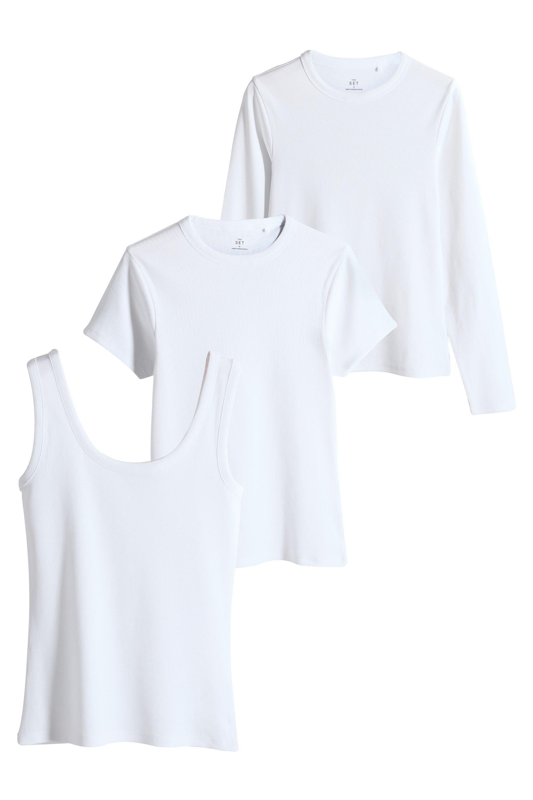 The Set Langarmshirt The Set Trägertops Langarmshirts, 3er-Pack (3-tlg) günstig online kaufen