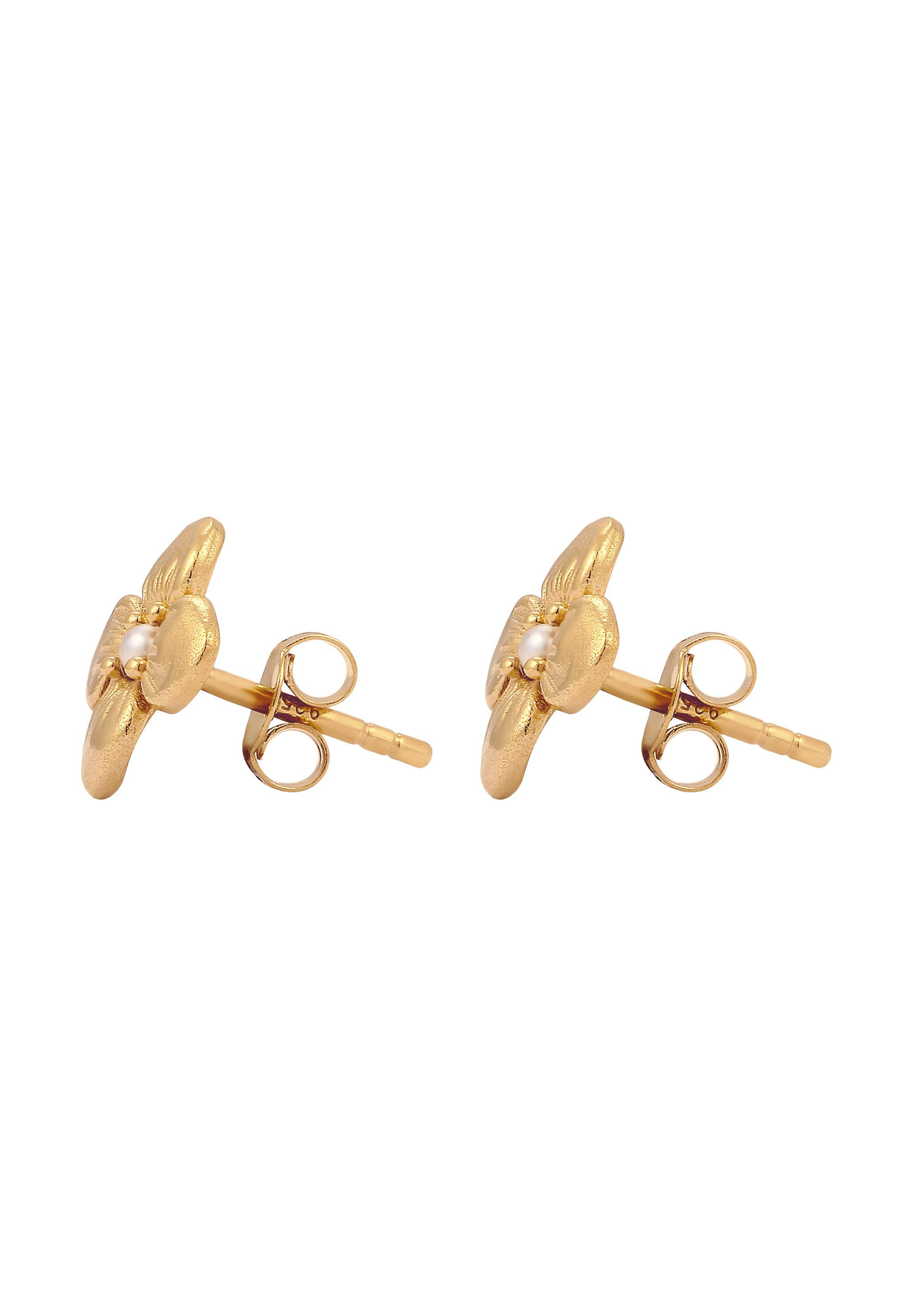 Elli Perlenohrringe Ohrstecker Blume Synthetische Perle Weiß 925 Sterling Silber