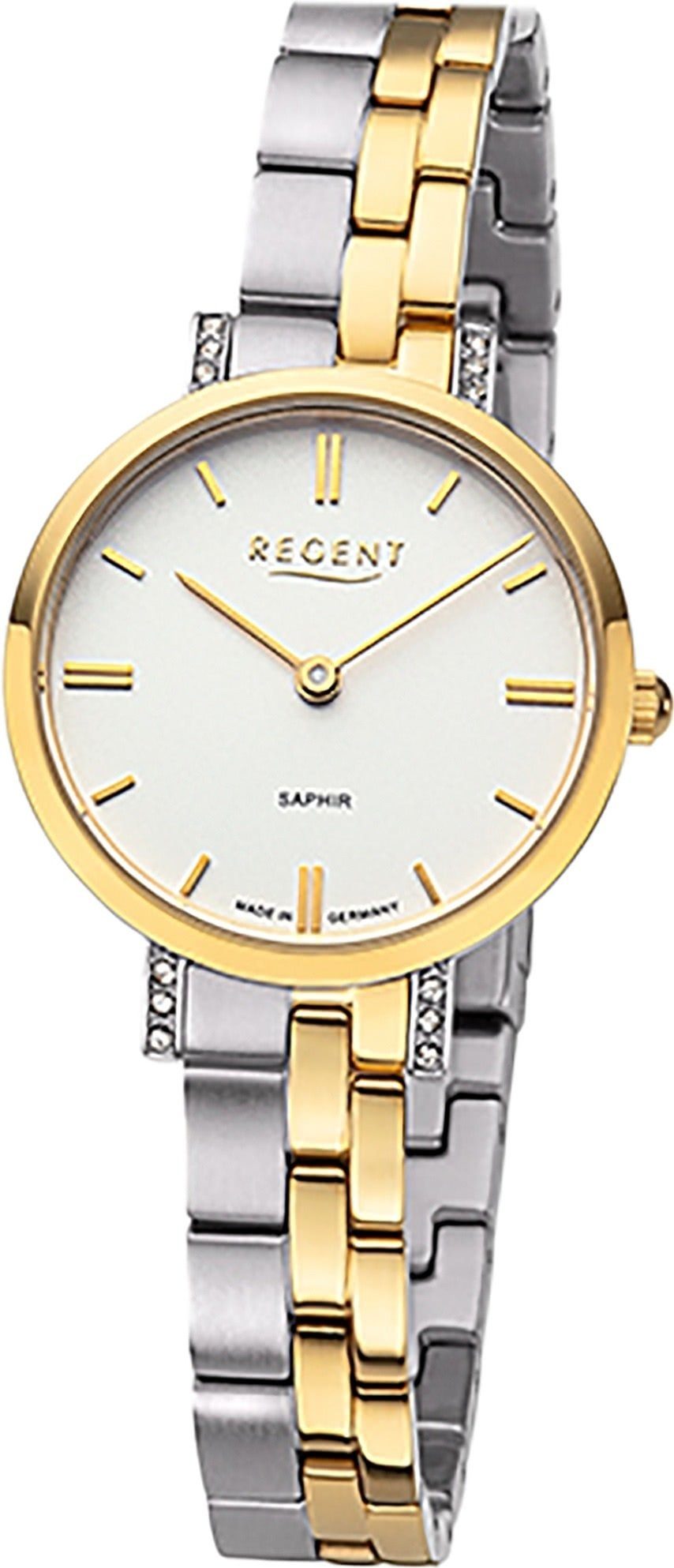 Regent Quarzuhr Regent Damen Armbanduhr Analoganzeige, Damen Armbanduhr rund, klein (ca. 28mm), Metallbandarmband | Quarzuhren
