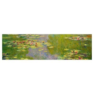 Bilderdepot24 Küchenrückwand grün dekor Blumen Botanik Tropisch Kunst Claude Monet Grüne Seerosen, (1-tlg., Nischenrückwand - für Fliesenspiegel ohne Bohren - matt), Spritzschutz Rückwand Küche Herd - Folie selbstklebend versch. Größen