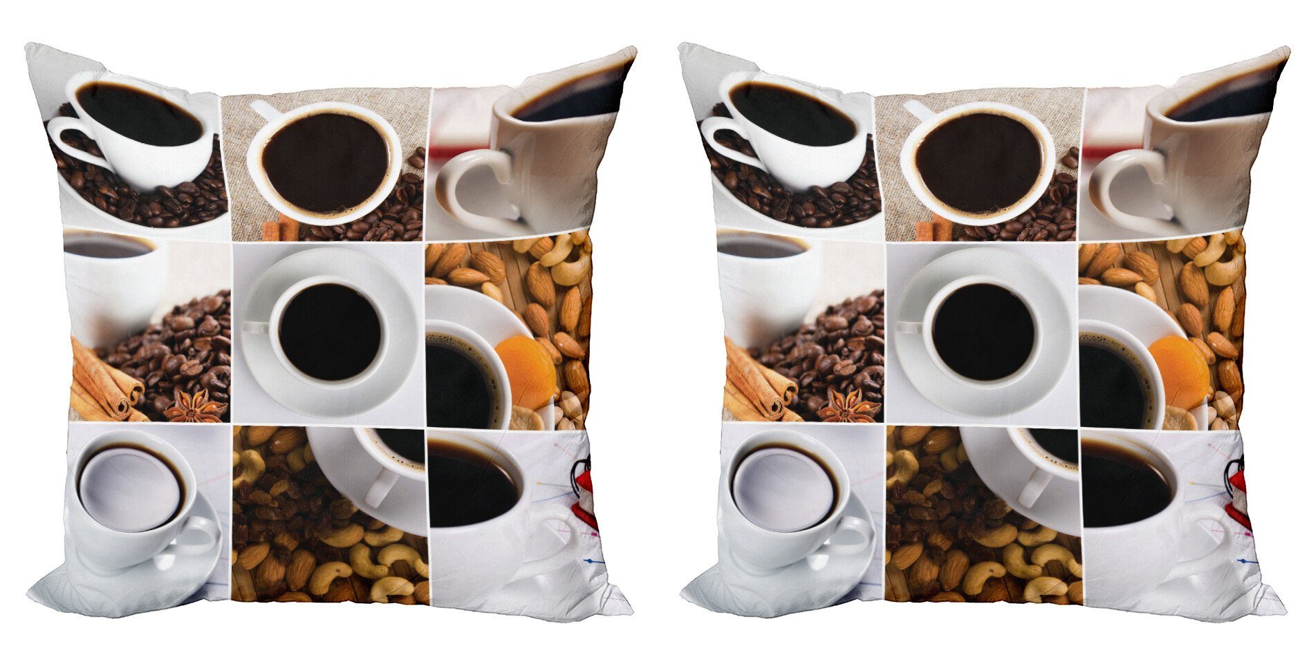 Kissenbezüge Modern Accent Doppelseitiger Digitaldruck, Abakuhaus (2 Stück), Kaffee Kaffee Mandeln Cashews