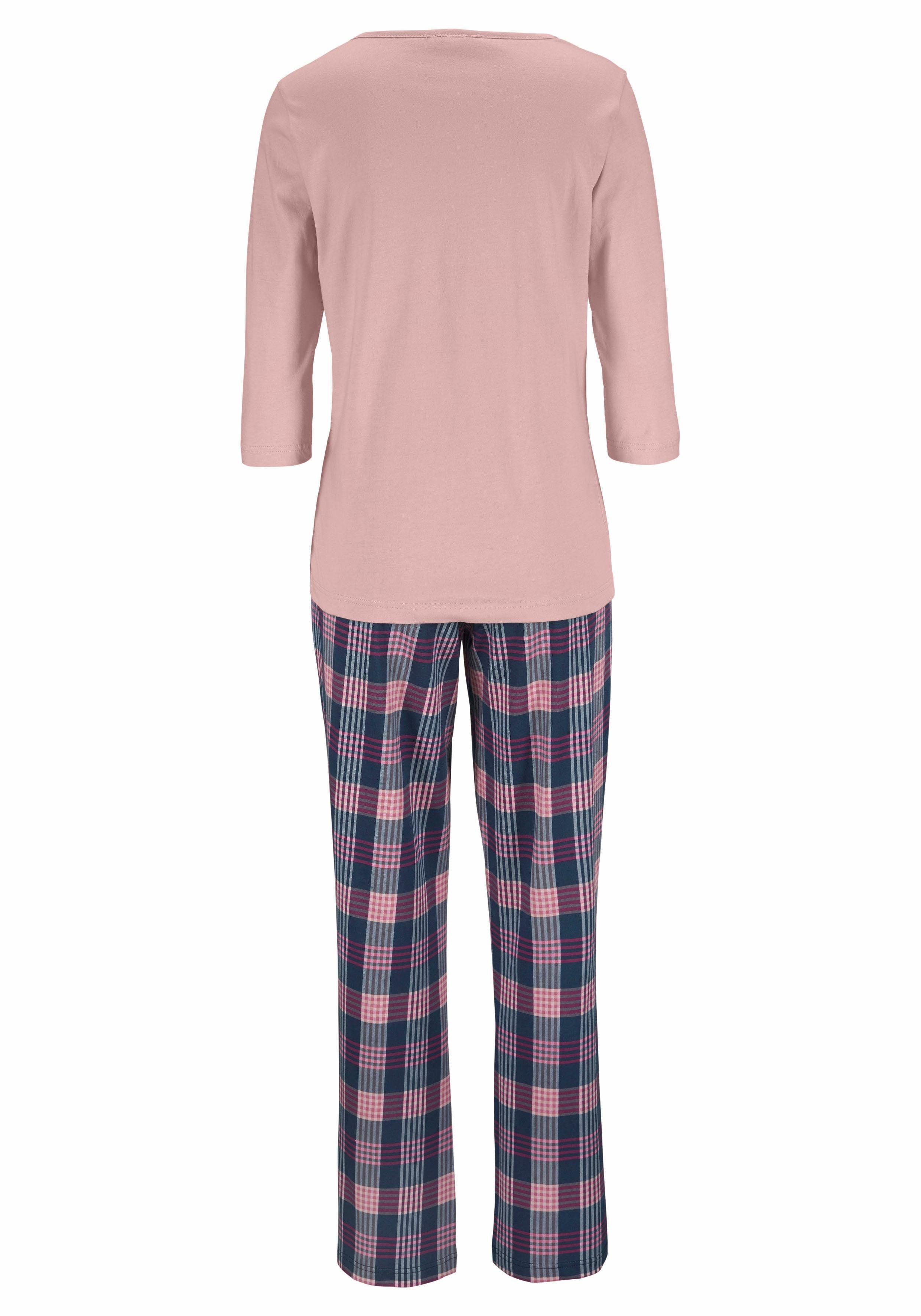 2 Stück) Pyjama mit Hose (4 tlg., karierter petite fleur