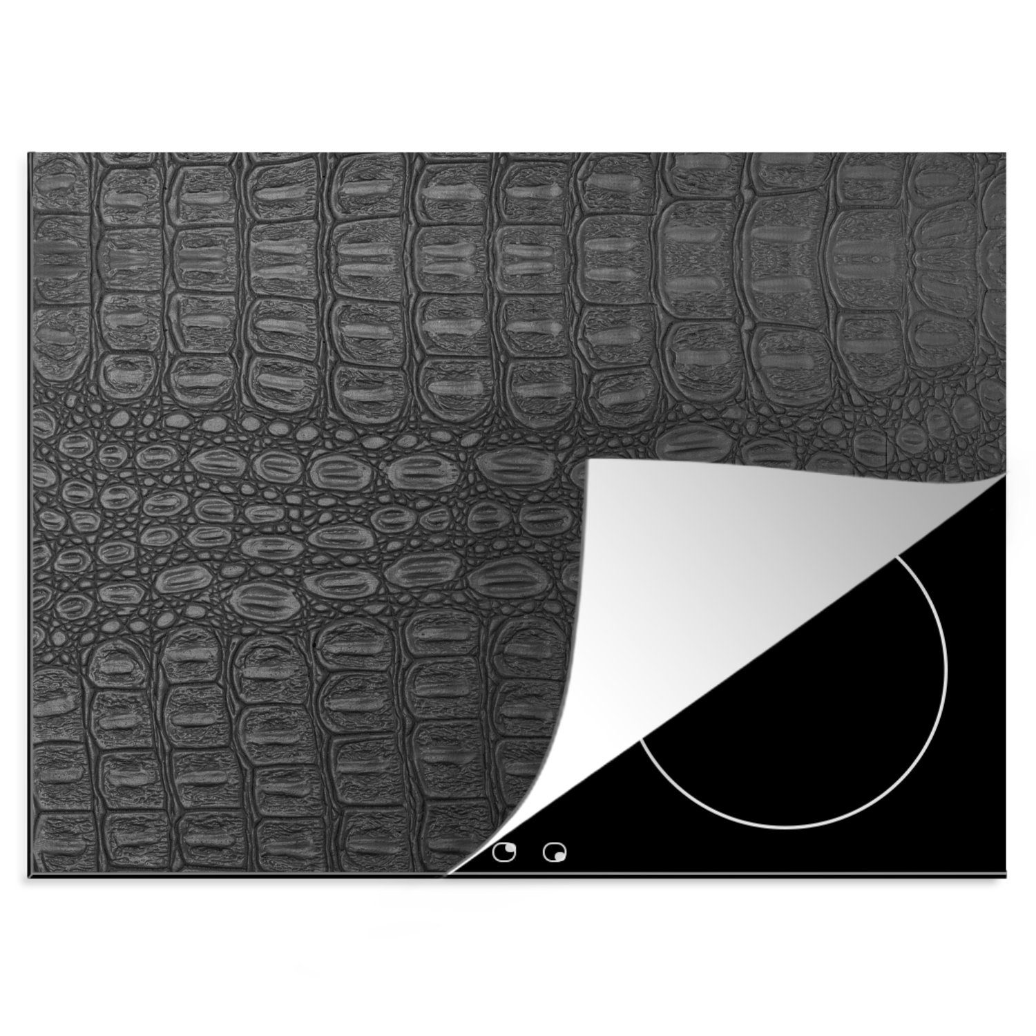 tlg), cm, Vinyl, - Leder Ceranfeldabdeckung - Herdblende-/Abdeckplatte nutzbar, Arbeitsfläche Textur MuchoWow Tierhaut, Induktionsschutz - 60x52 Mobile (1