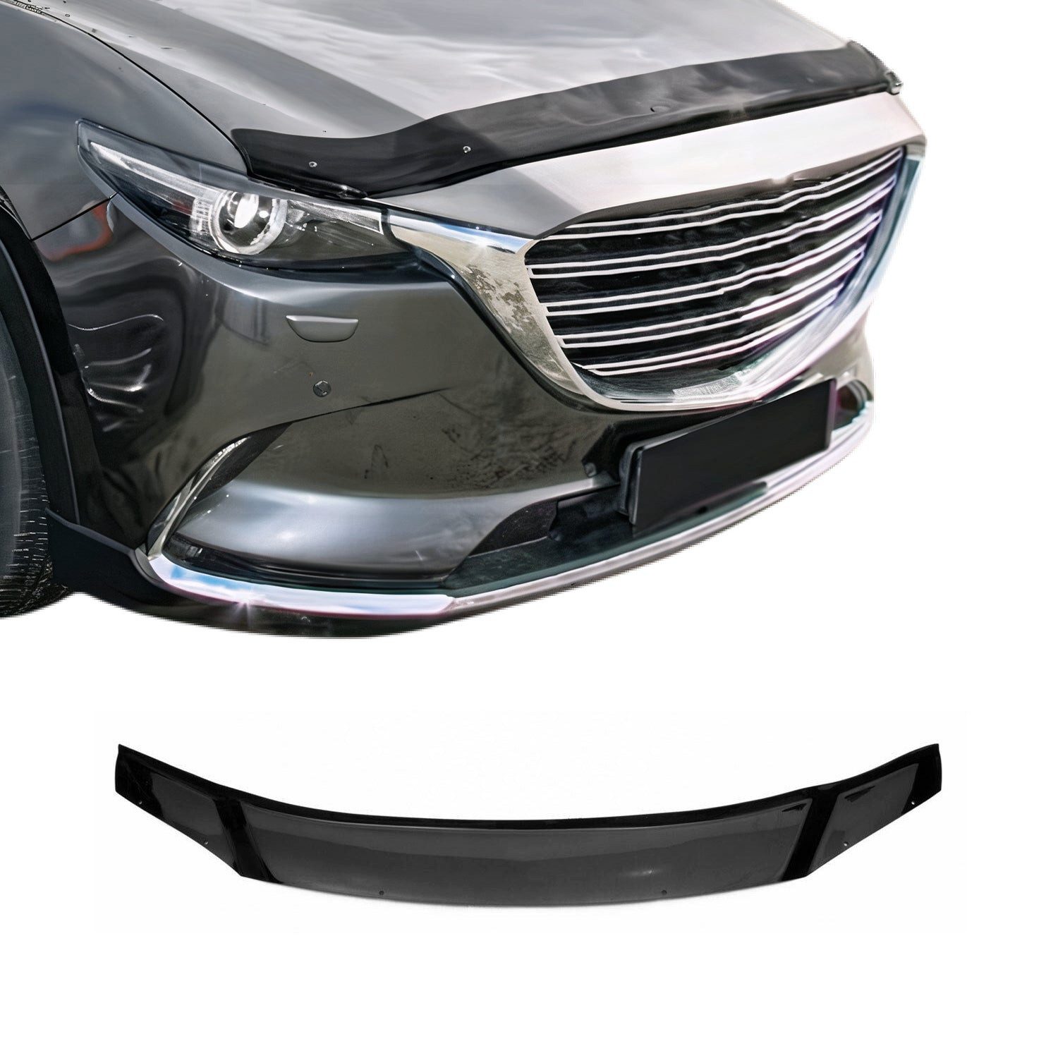 OMAC Lüftungsgitter Motorhaube Deflektor für Mazda CX-9 2016-2021 Dunkel (1 St), Luftabweiser, Abweiser, Schneeschutz, Langlebig,Einfache Montage