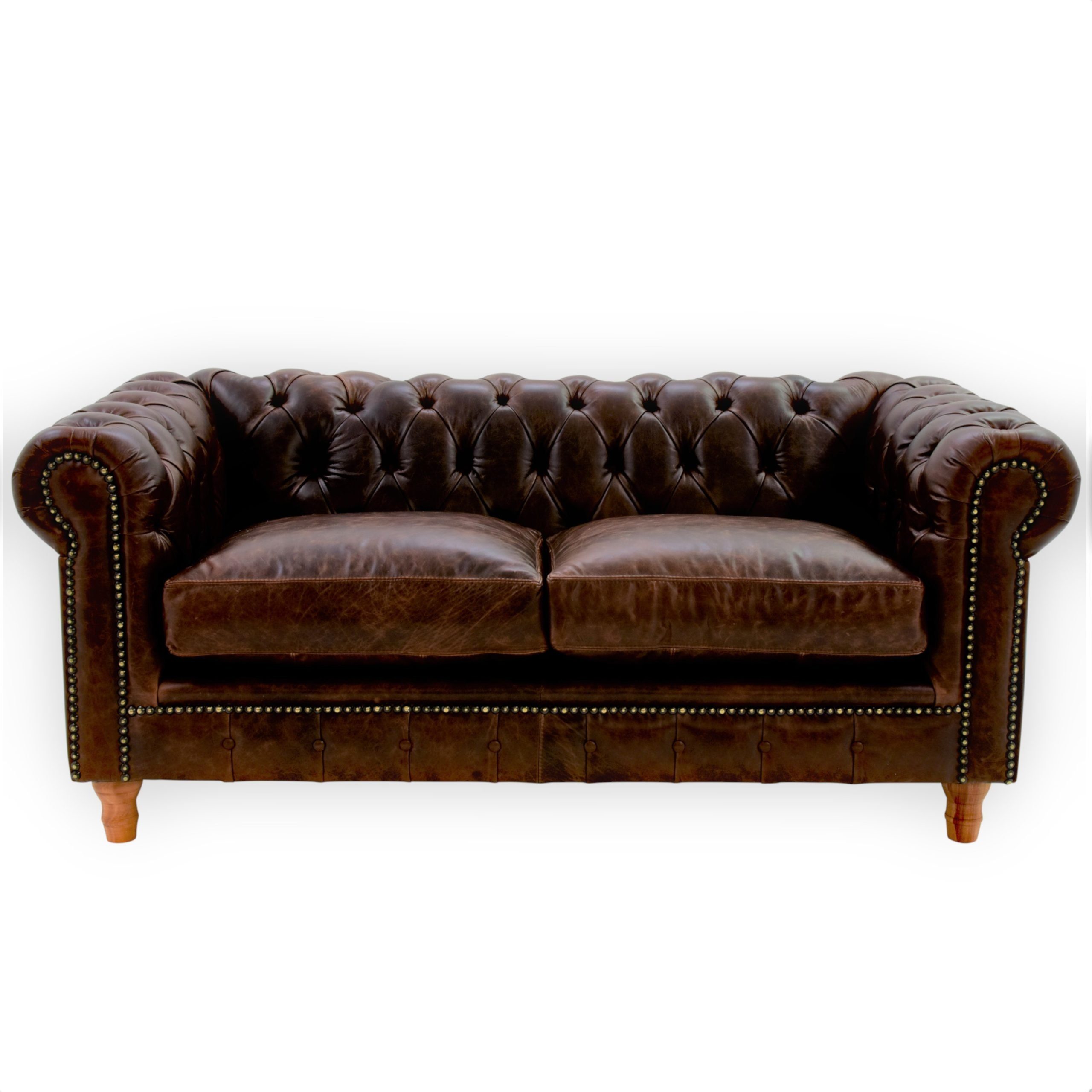 JVmoebel Sofa Design Leder Sofa Couch - Chesterfield Polster Dreisitzer, Made in Europe Braun