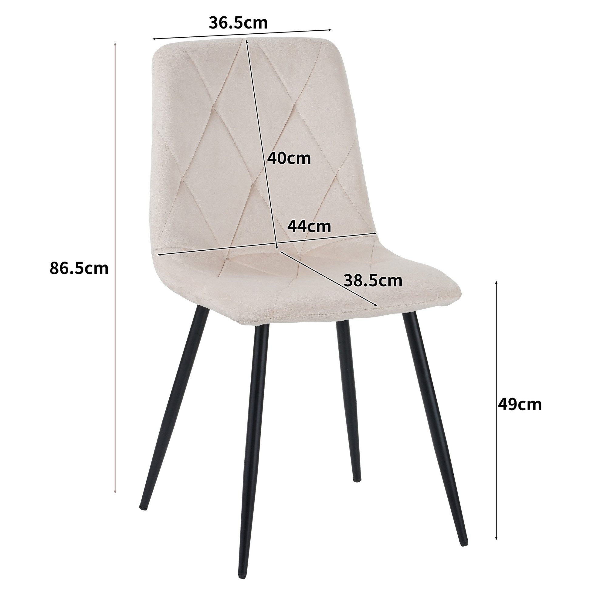 Albatros International Esszimmerstuhl Esszimmer Stühle 4 er Set DORA, Stuhl Stühle Esszimmerstühle, Küche (4er Set, Beige, Samt Bezug), Küchenstuhl Küchenstühle – Bild 5 von 5