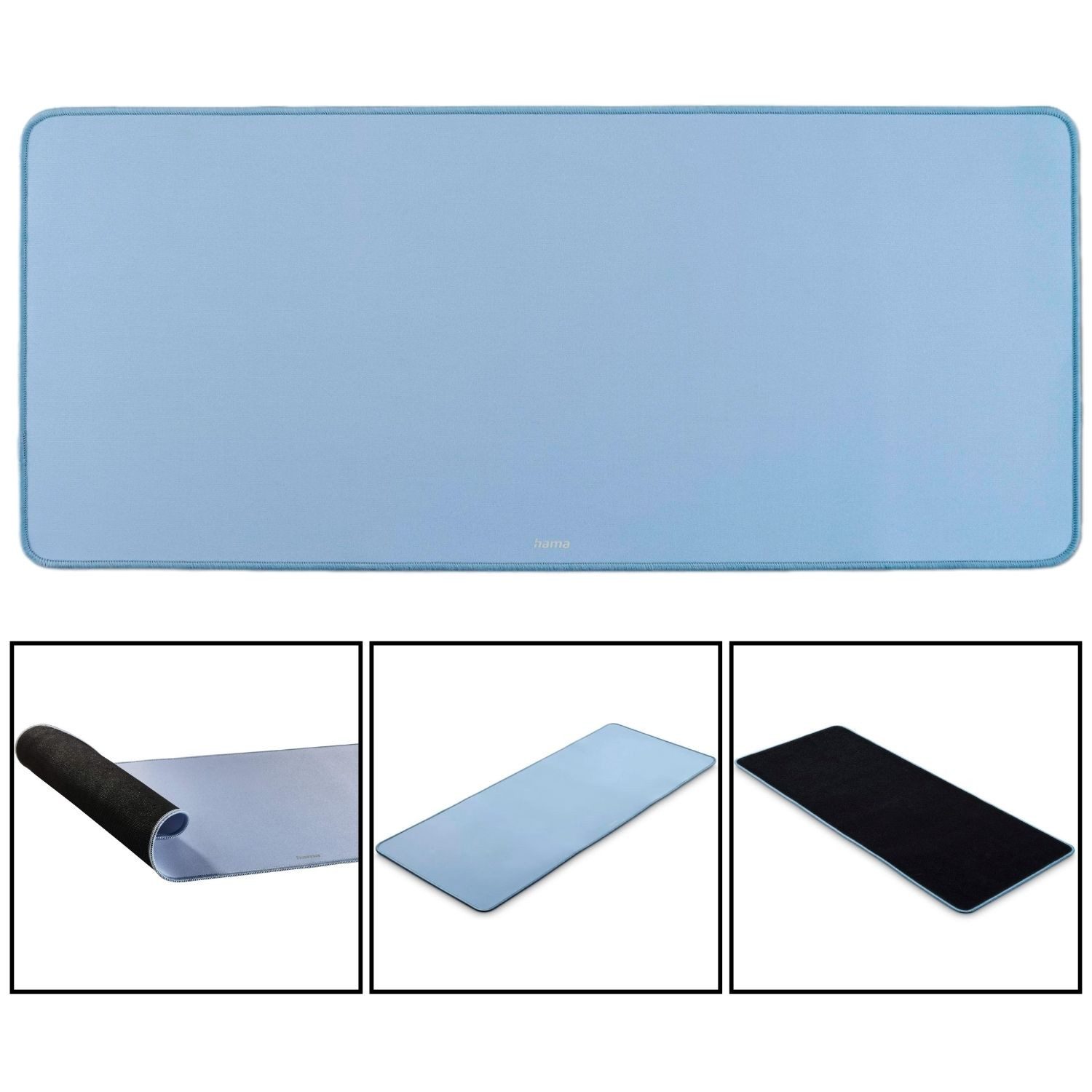 Hama Mauspad XL Business Deskpad Mauspad 70x30cm Blau, Tastatur Maus Mouse Pad Matte Unterlage Mousepad Rutschfest Office Mat