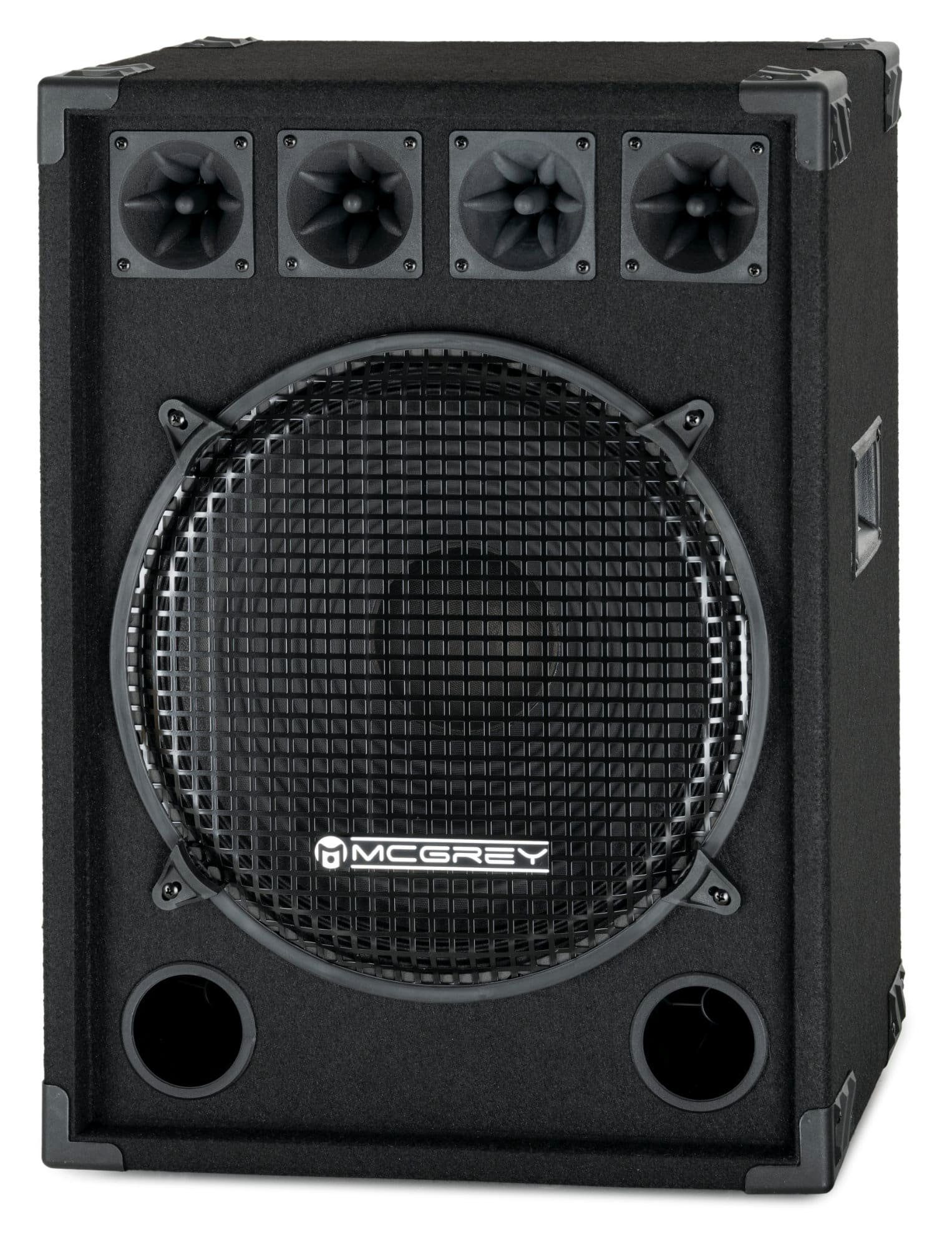 McGrey DJ-1522 DJ PA Box Party-Lautsprecher (N/A, 400 W, 38cm (15 zoll) Subwoofer 2-Wege System und drei Piezo-Hochtönern)
