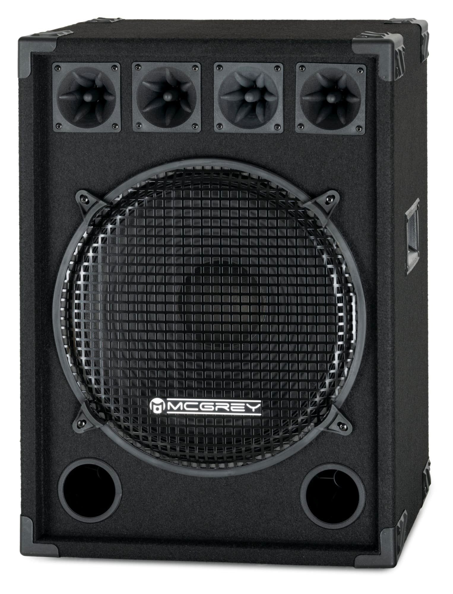 McGrey DJ-1522 DJ PA Lautsprecherbox 38cm (15) Subwoofer 2-Wege System  Party-Lautsprecher (400 W, Passiv-Speaker mit drei Piezo-Hochtönern)