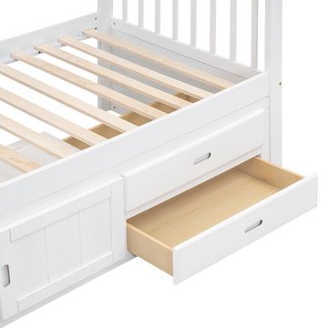 OKWISH Kinderbett Stauraumbett mit Schubladen (mit Stauschrank 90x200 cm), ohne Matratze