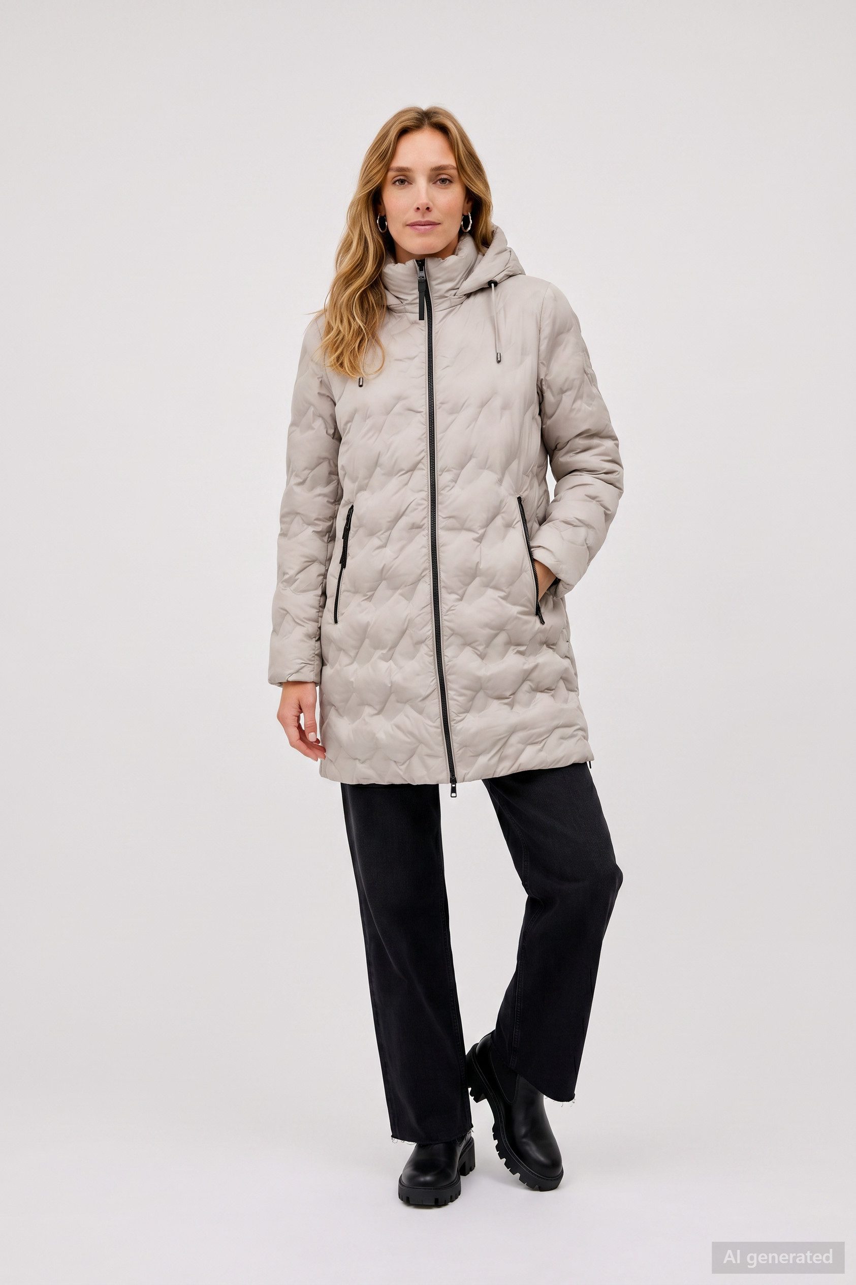 Barbara Lebek Steppmantel warmer Wintermantel Damen mit abnehmbarer Kapuze