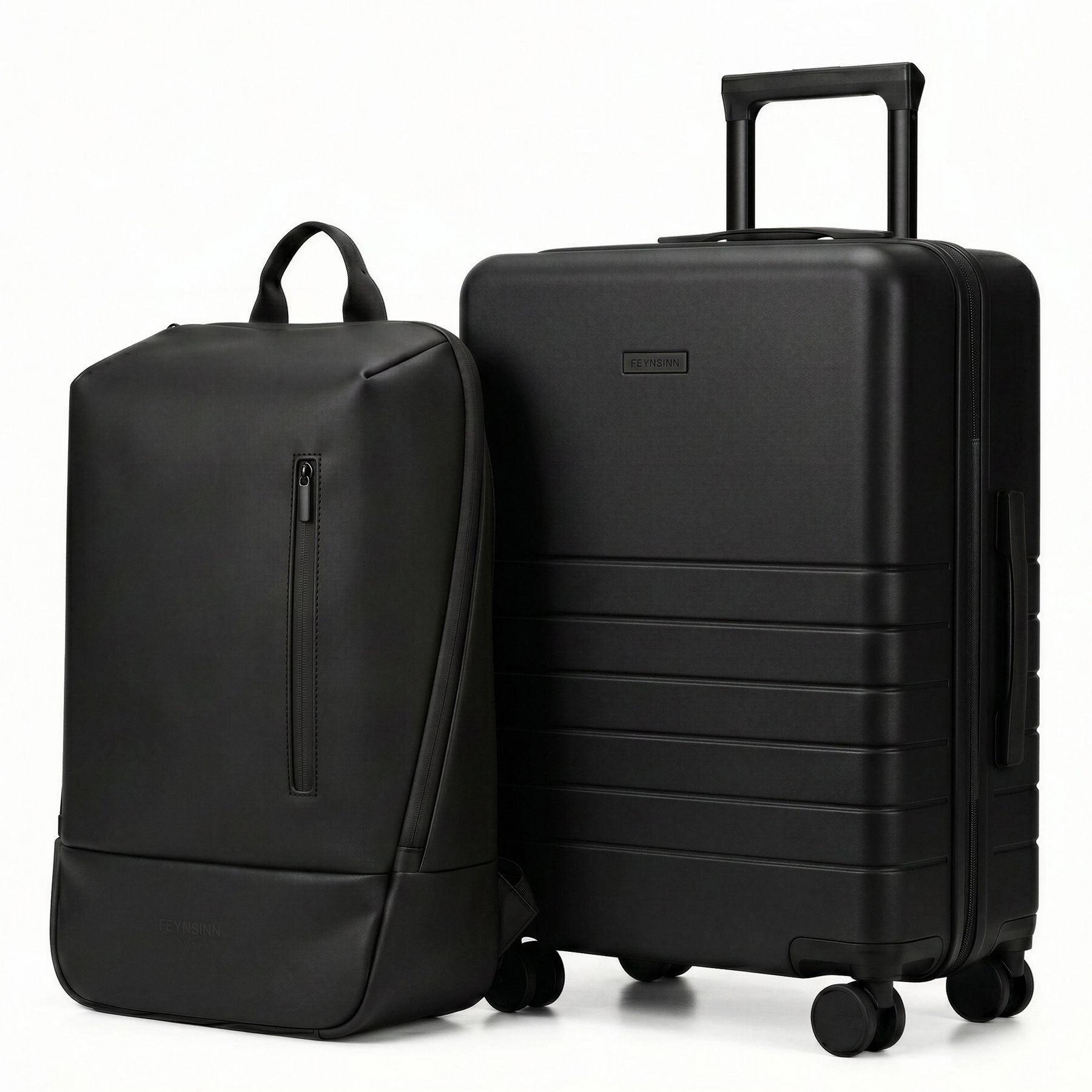 Koffer Travel Set Handgepäck Hartschale Trolley & Rucksack in Schwarz