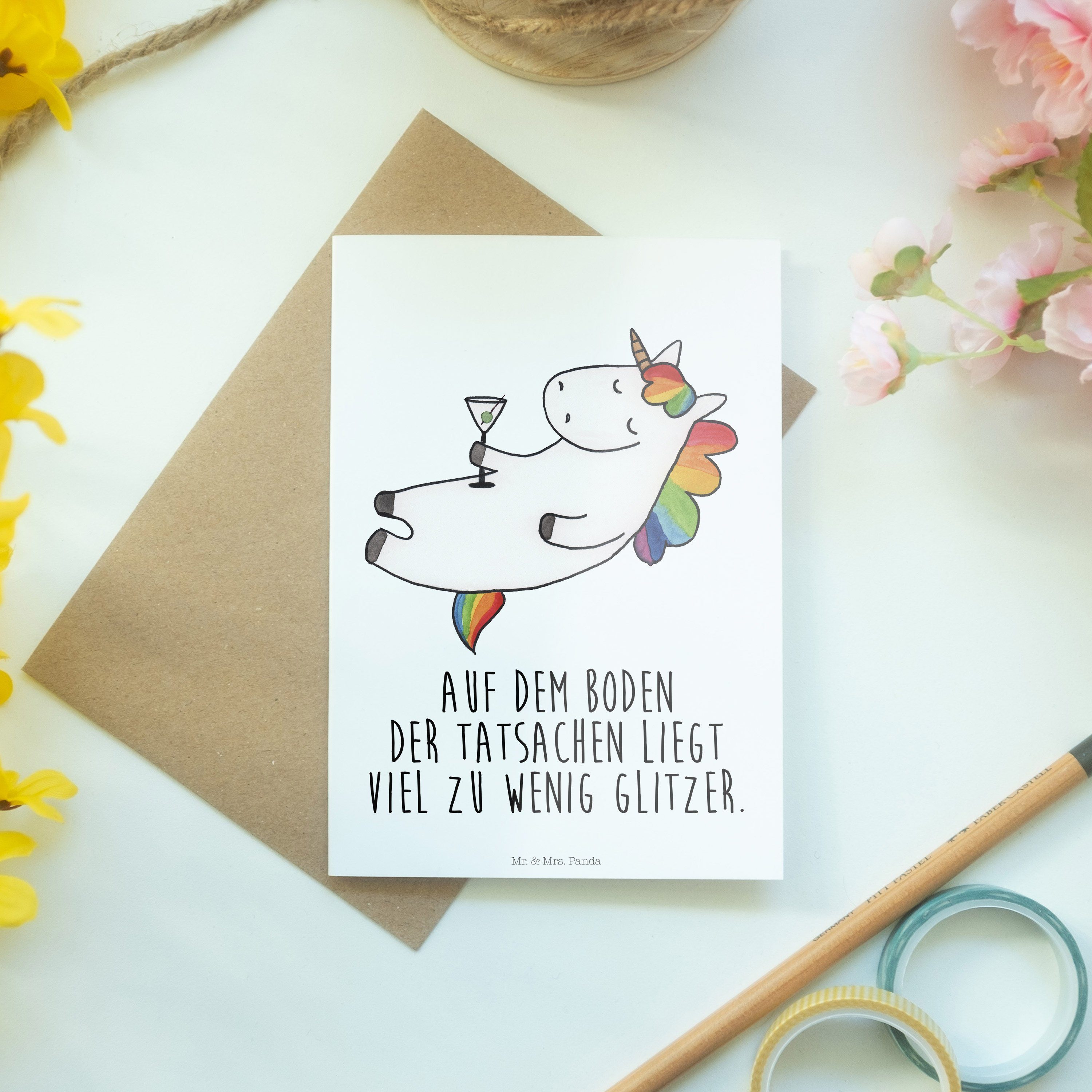 Mr. & Mrs. Panda Cocktail Geschenk, Weiß Grußkarte - - Geburt Einhorn Feiern, Karte, Klappkarte