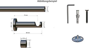 Gardinenstange Linz, indeko, Ø 20 mm, 1-läufig, Wunschmaßlänge, mit Bohren, verschraubt, Stahl, Komplett-Set inkl. Montagematerial