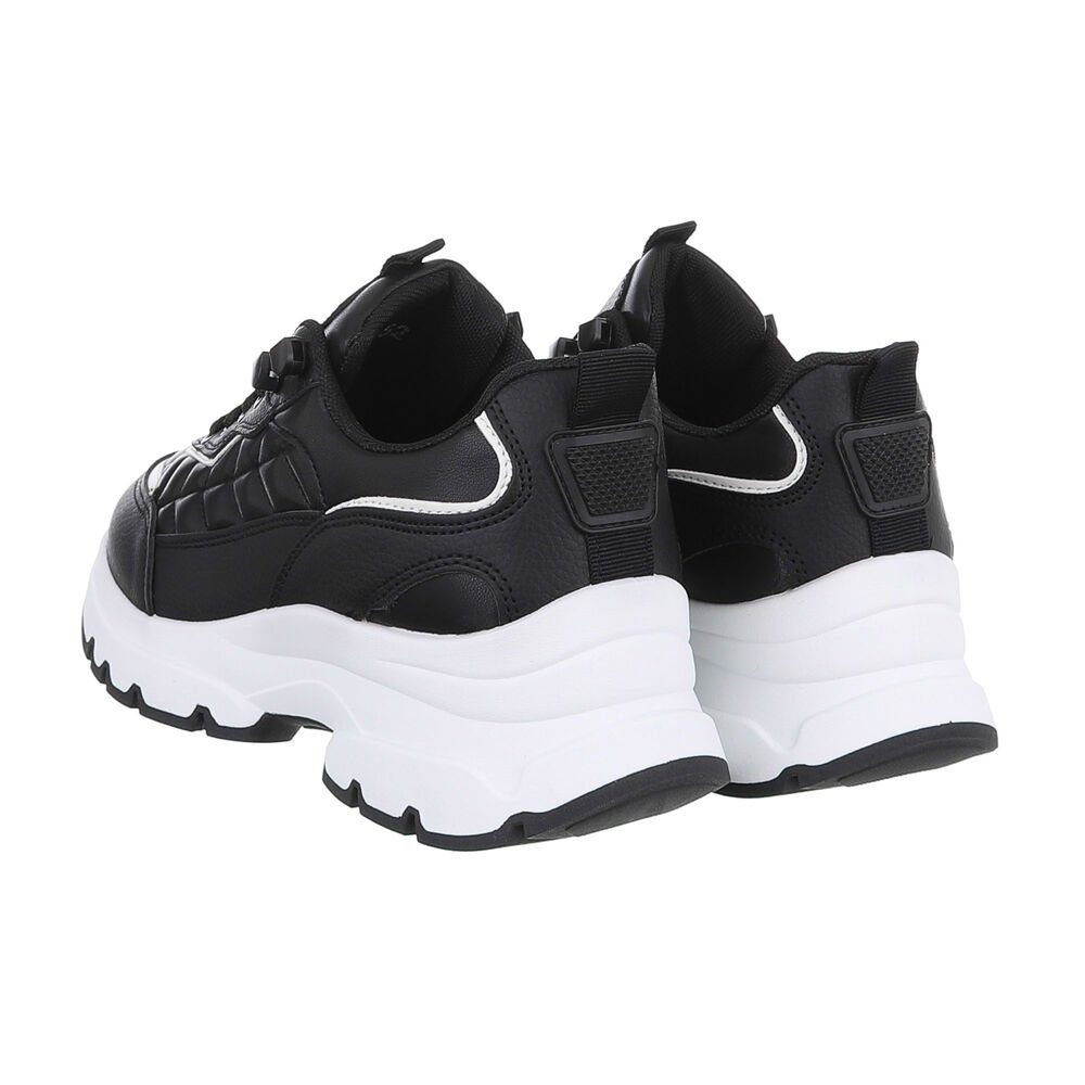 Ital-Design Damen Low-Top Freizeit Sneaker (84556928) Flach Sneakers Low in Schwarz