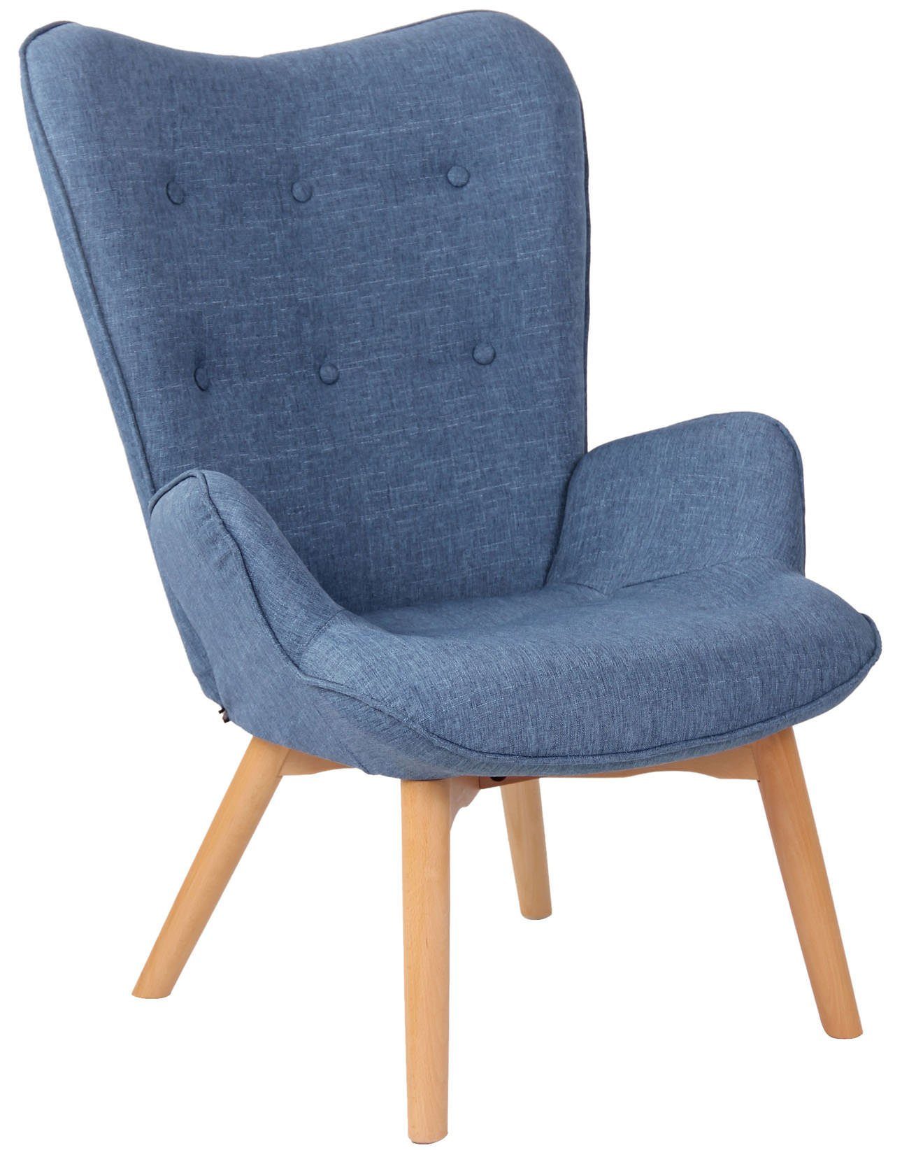 Stoff, Loungesessel Durham Gestell Buchenholz blau mit CLP