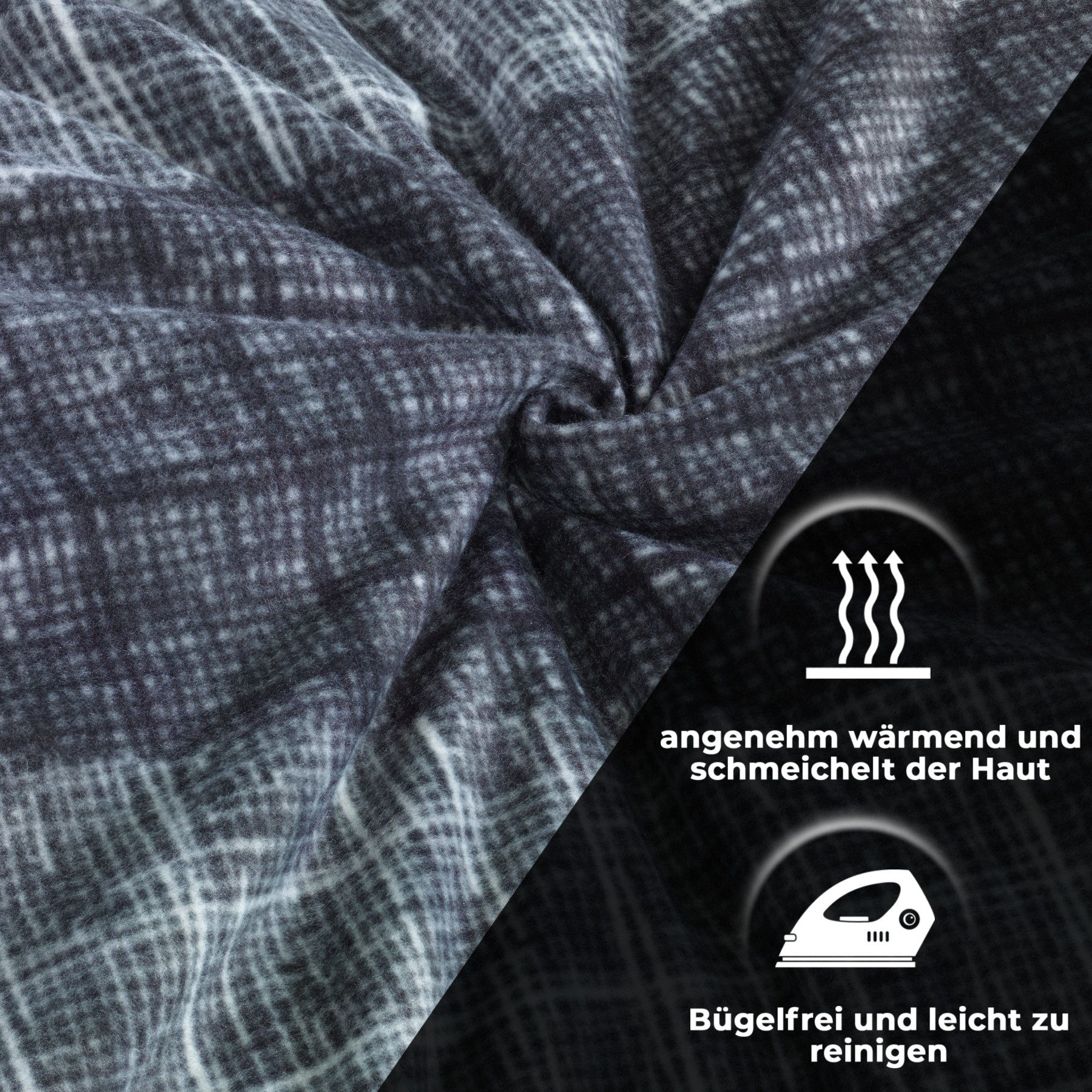 Dreamhome Bettwäsche Thermo Fleece kuschelig weiche Winterbettwäsche, Thermo Fleece, 2 teilig, Für Allergiker geeignet, pflegeleicht, angenehm weicher Stoff – Bild 4 von 5